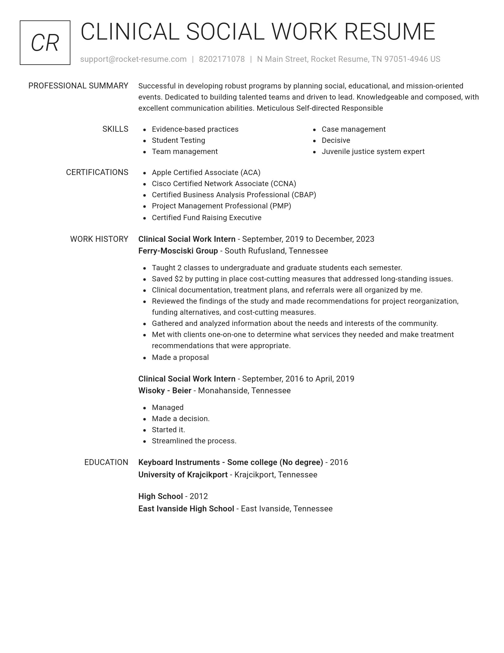 Renowned resume template