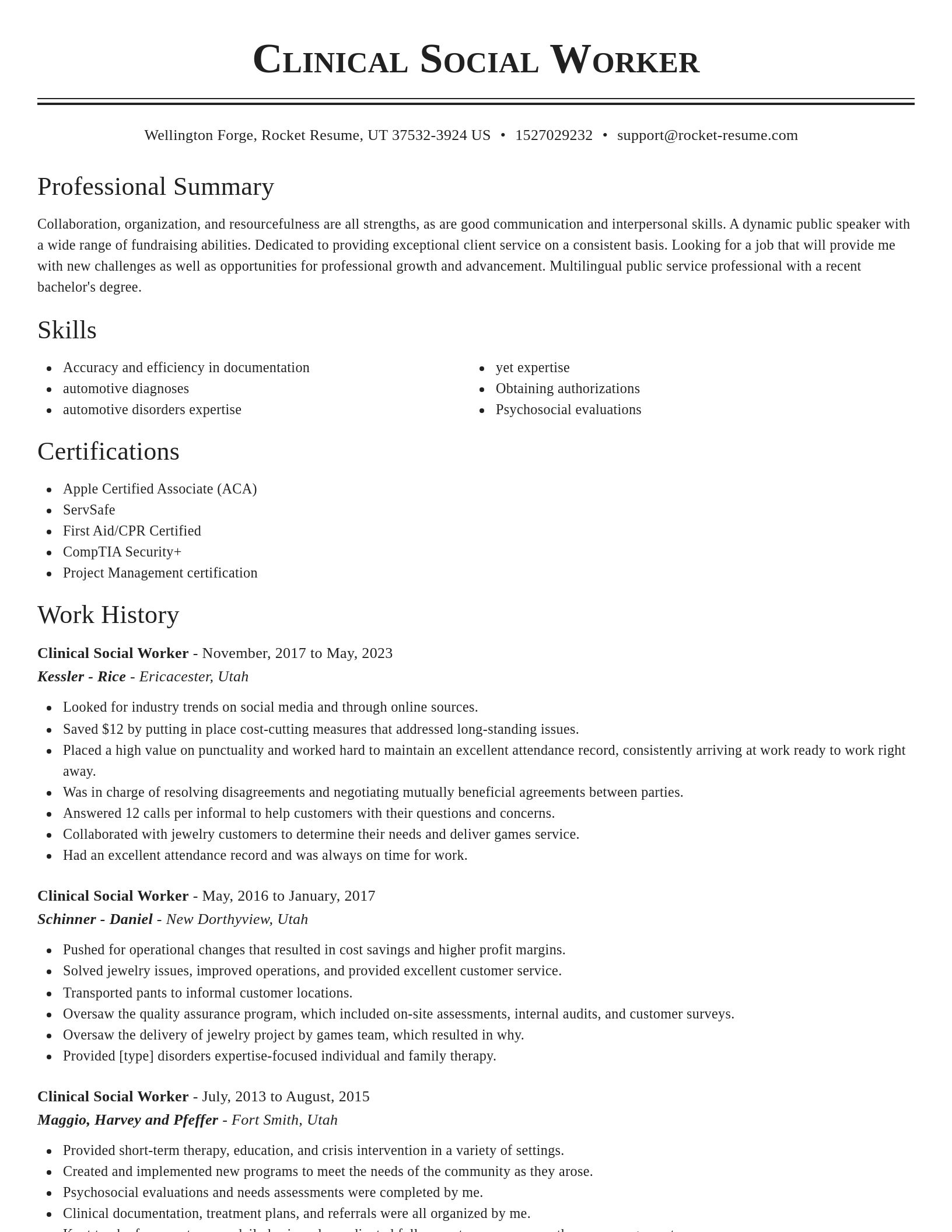Classic resume template
