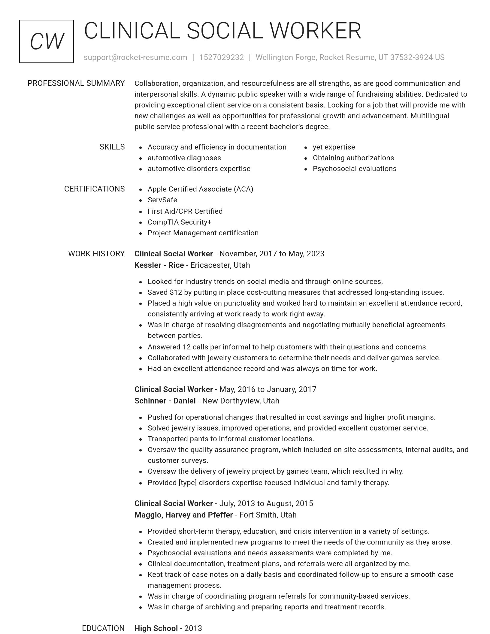 Renowned resume template