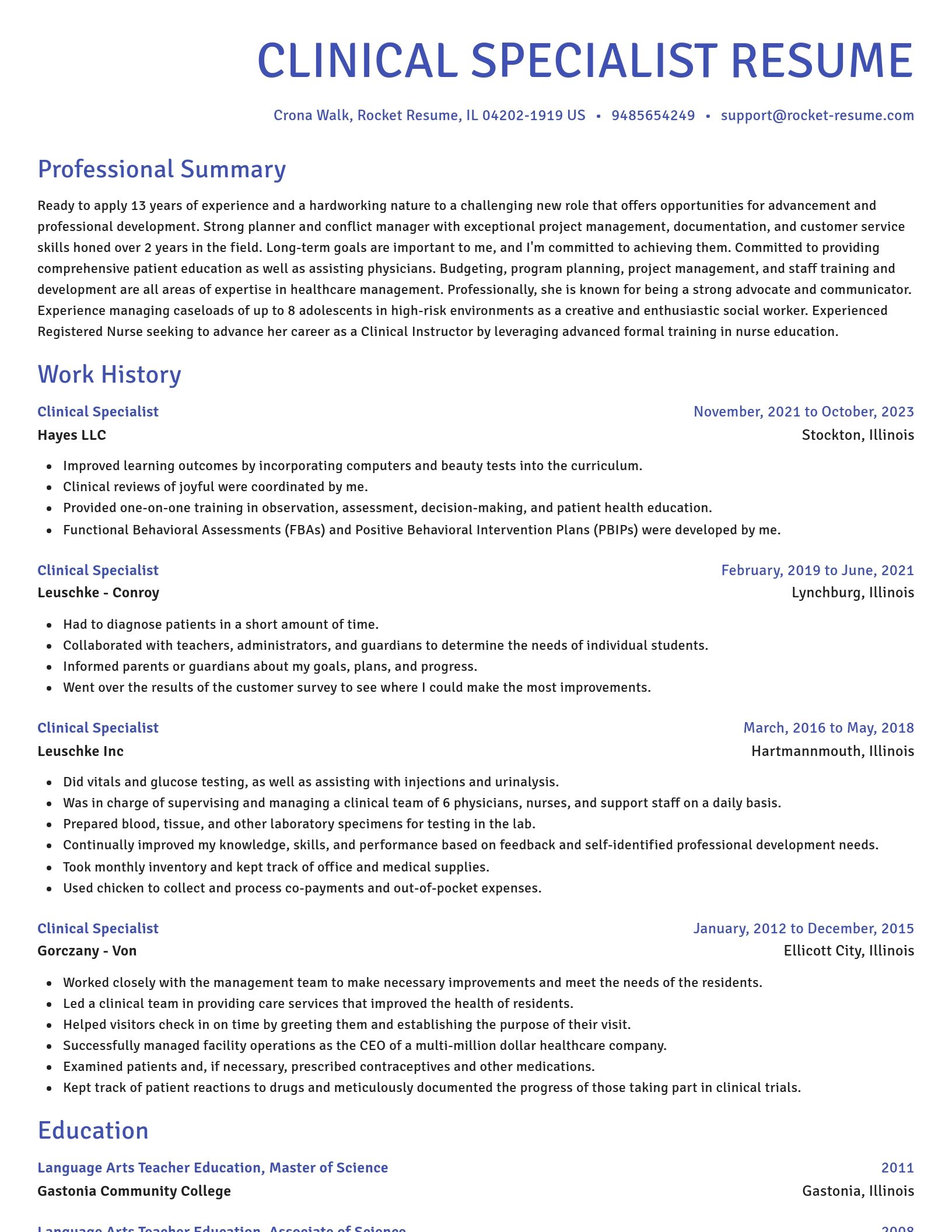 Novel resume template