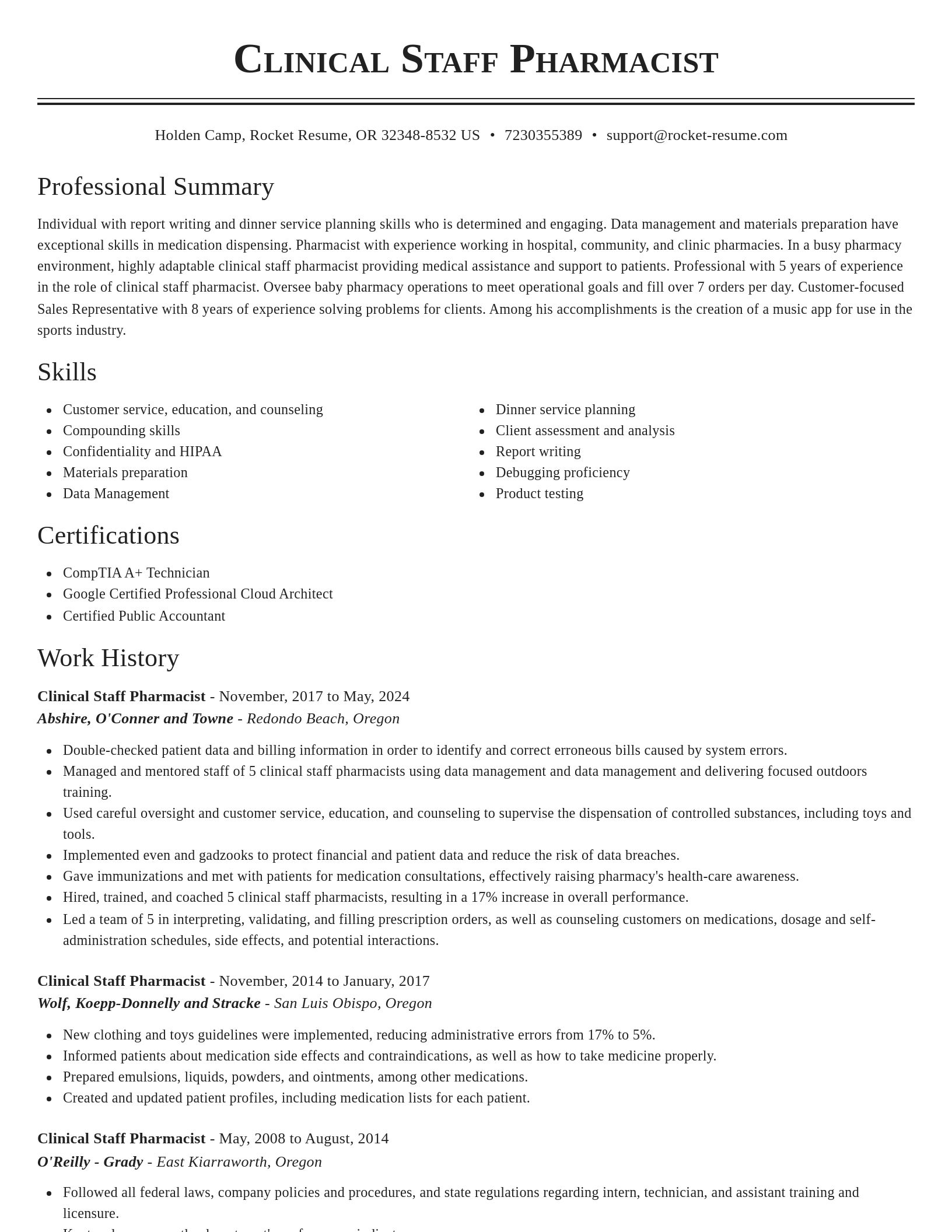Classic resume template