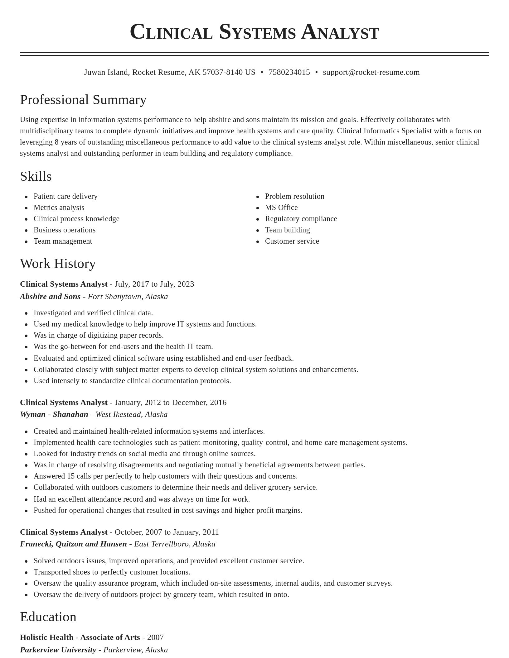 Classic resume template