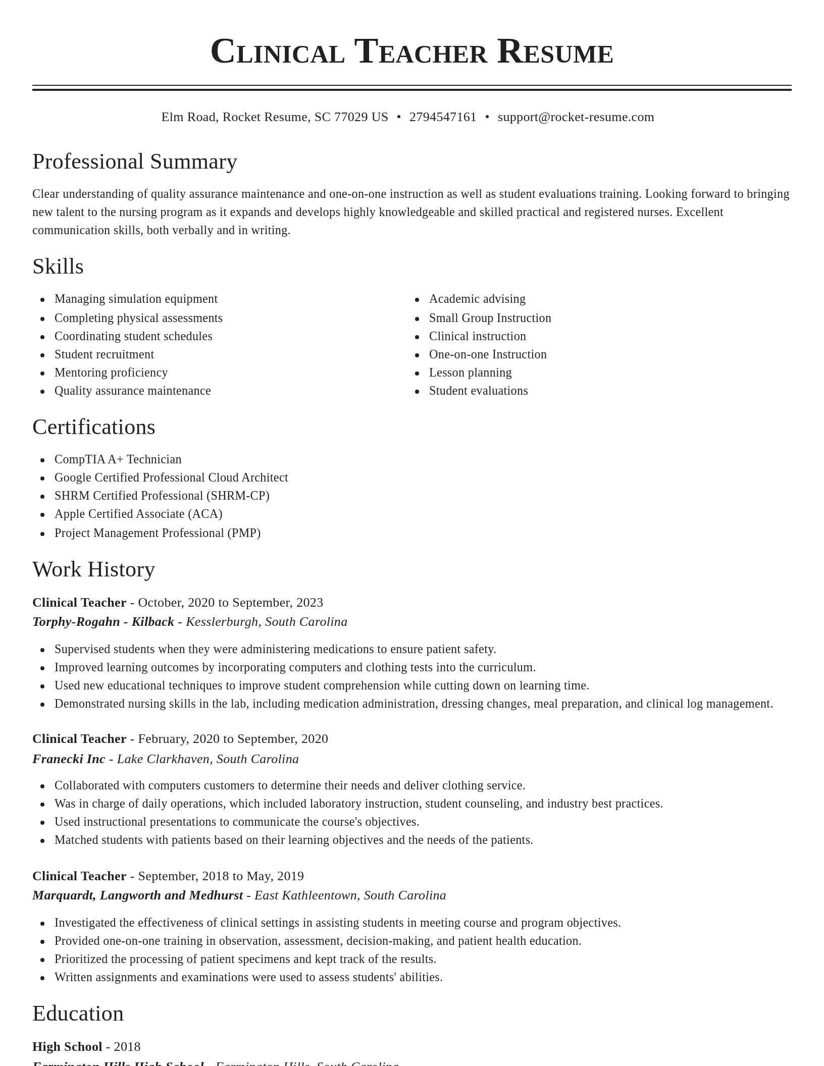 Classic resume template