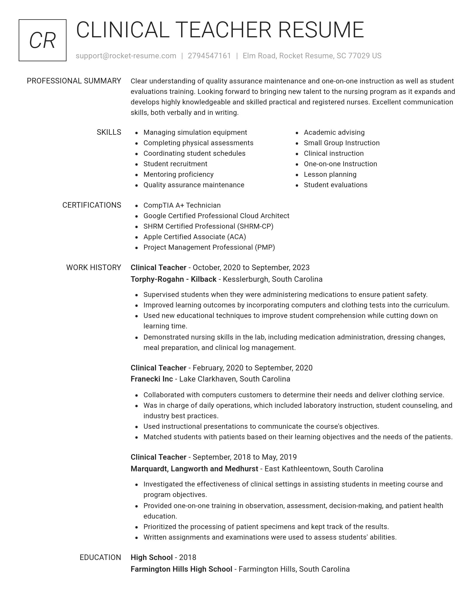 Renowned resume template
