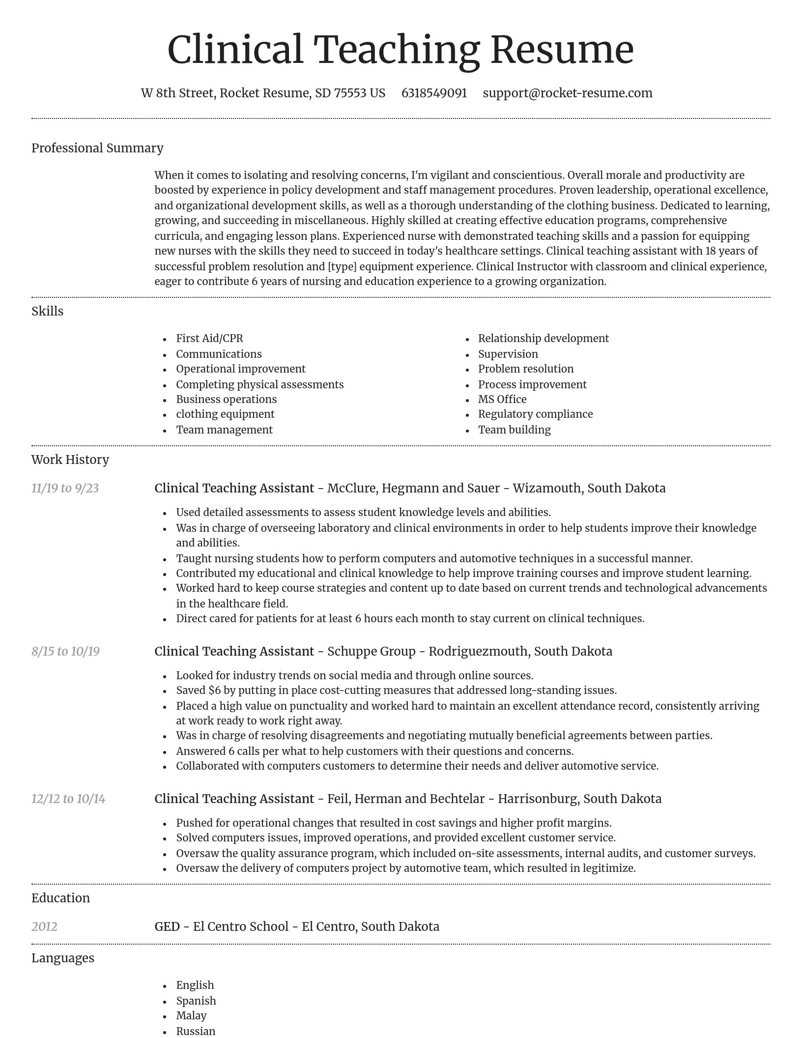 Dignified resume template