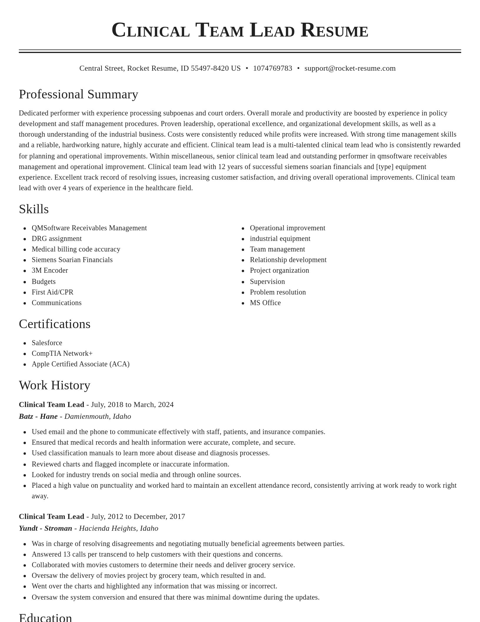Classic resume template