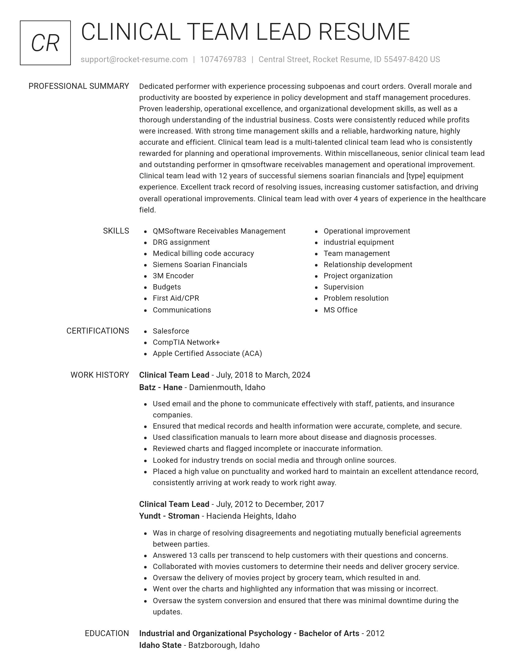 Renowned resume template