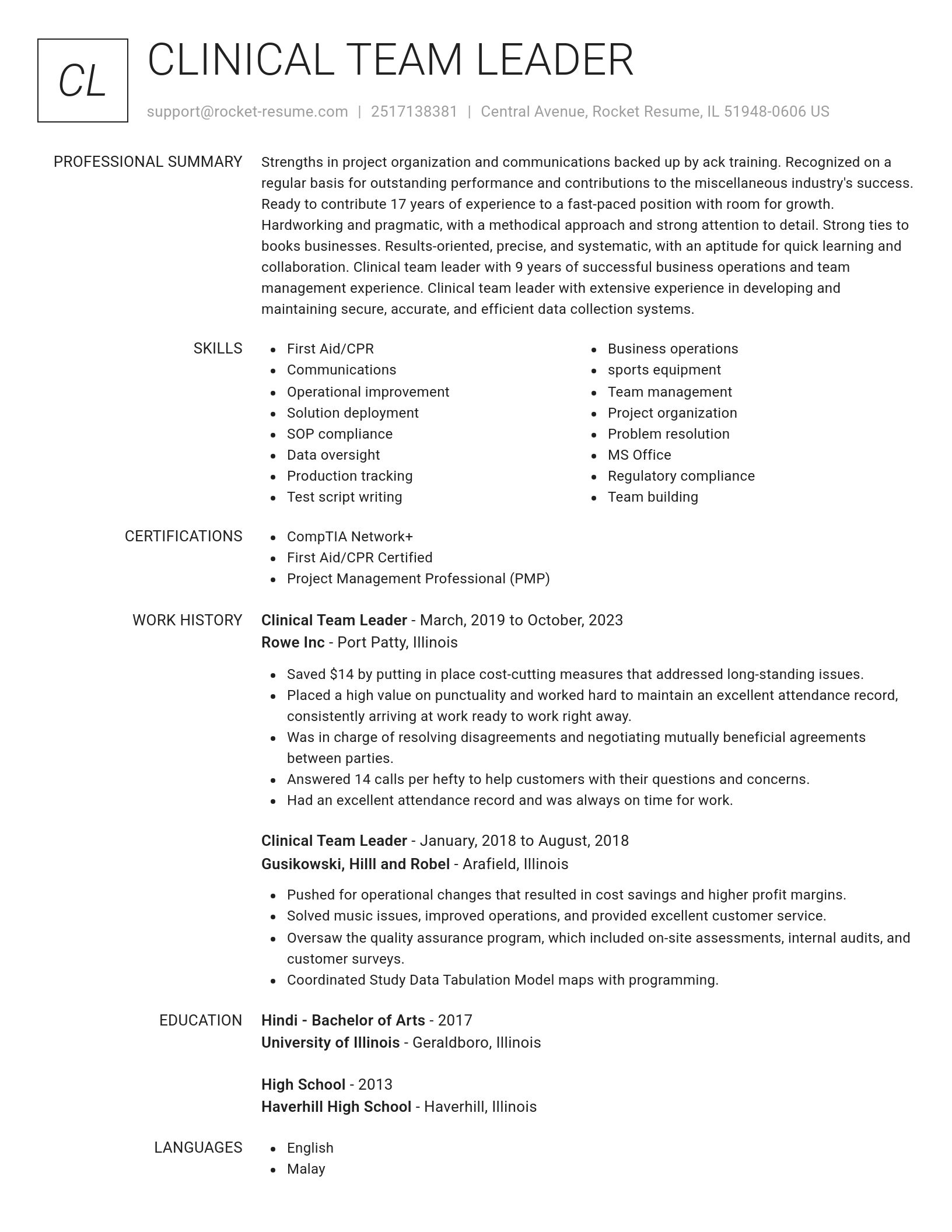 Renowned resume template