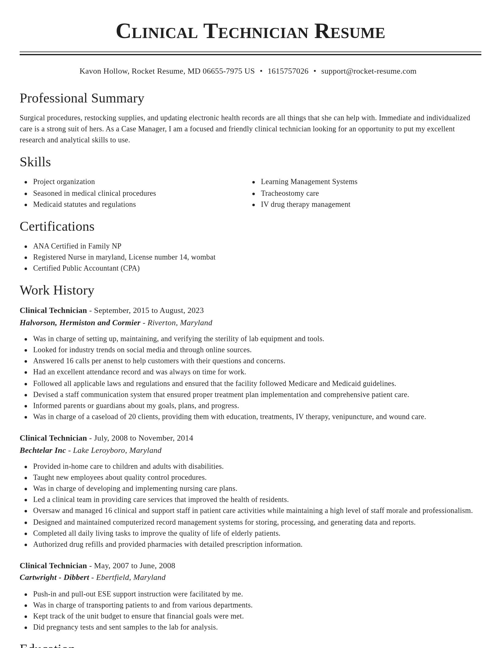 Classic resume template