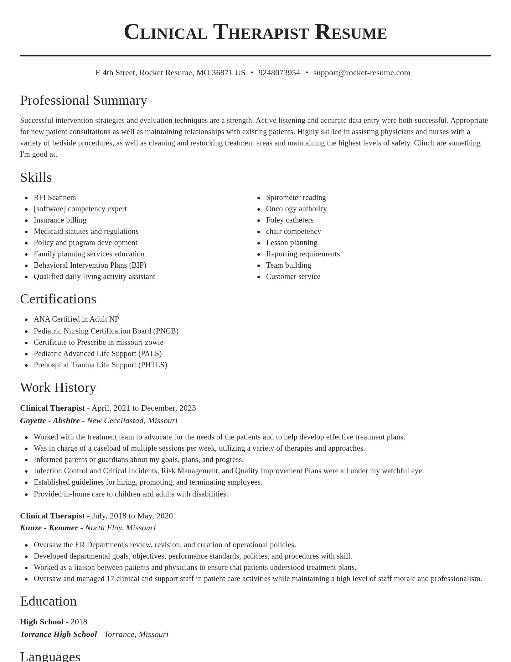Classic resume template