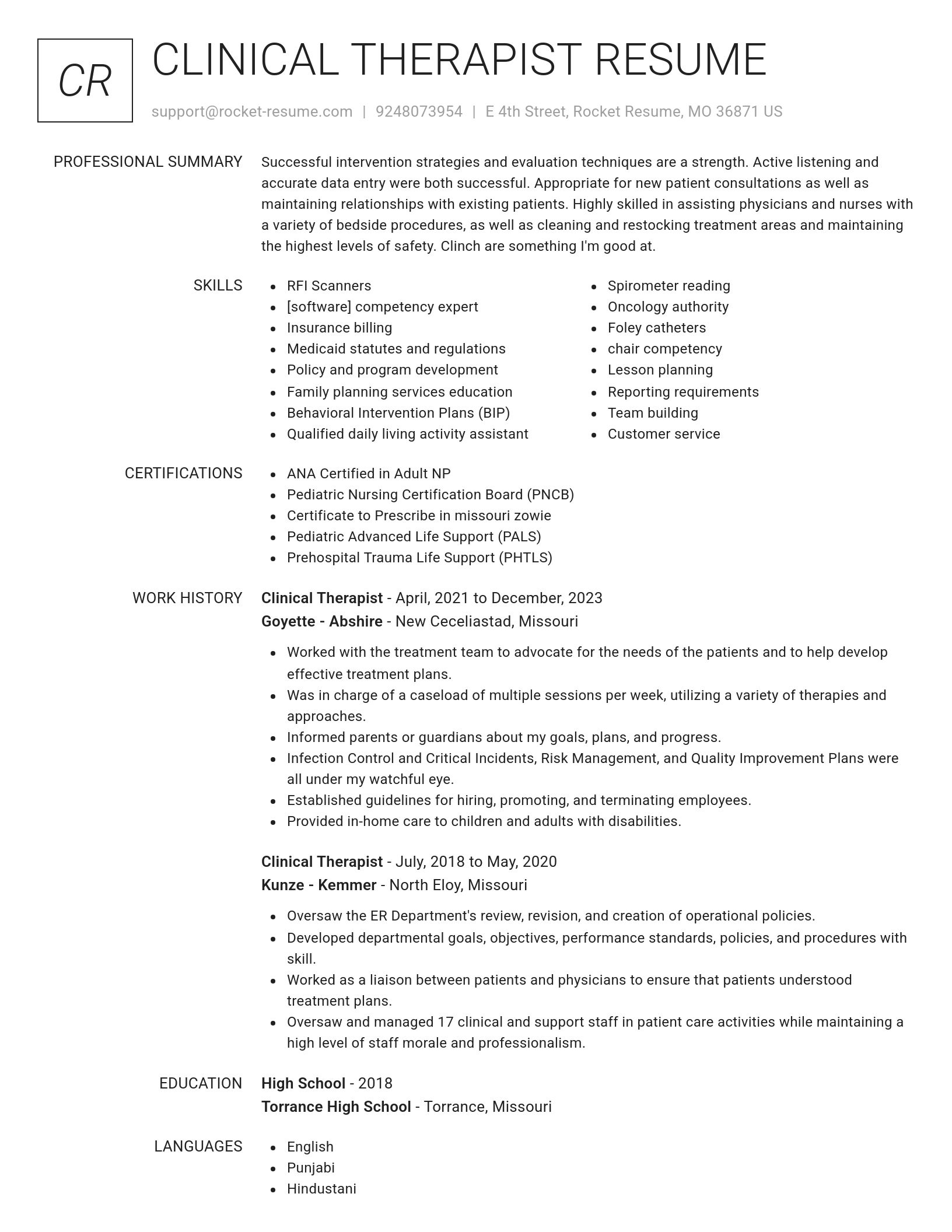 Renowned resume template