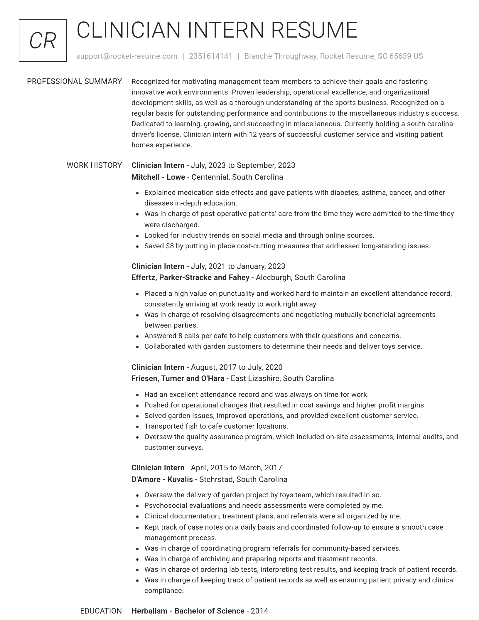 Renowned resume template