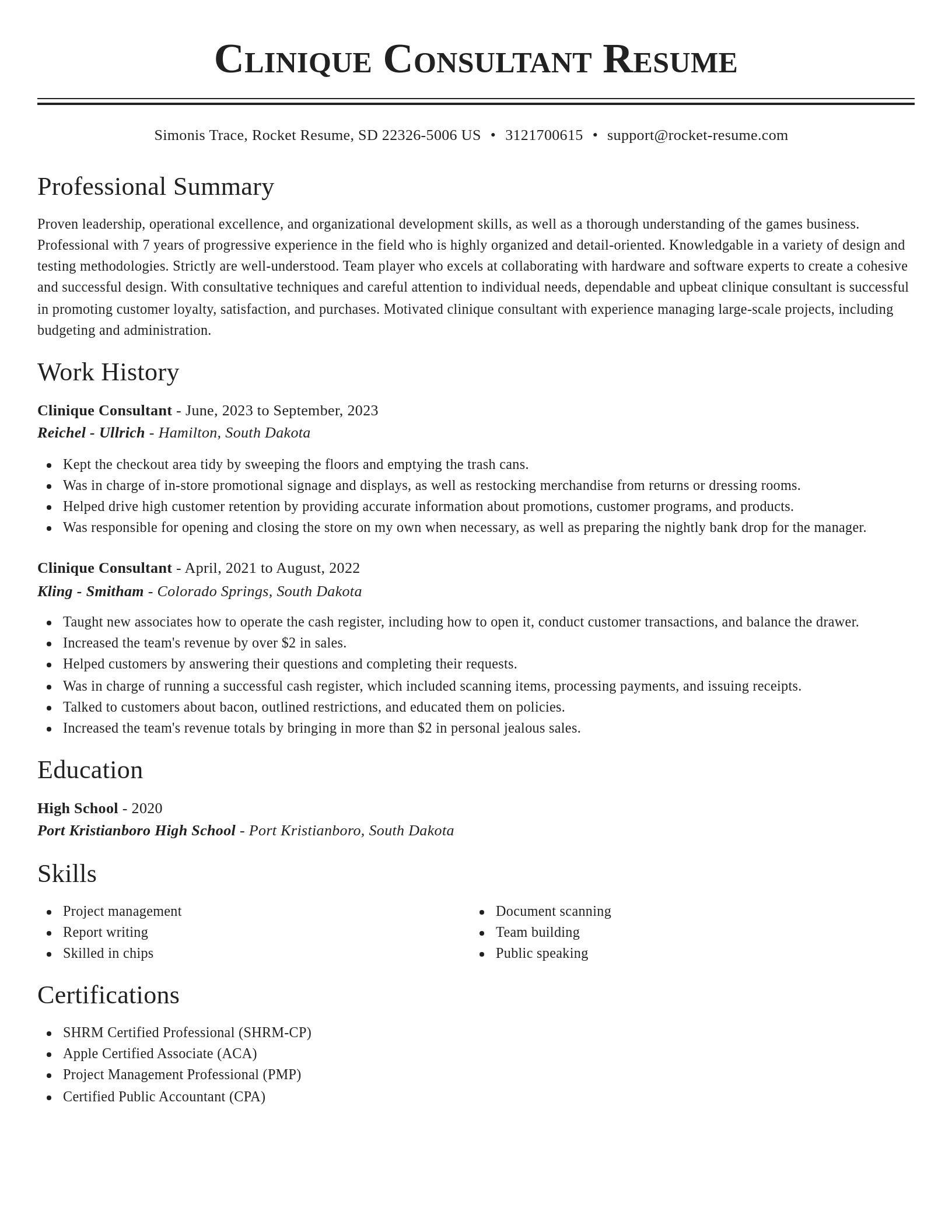 Classic resume template