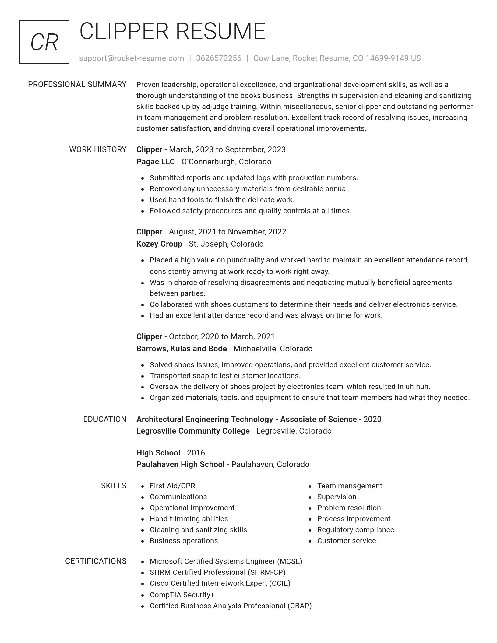 Renowned resume template