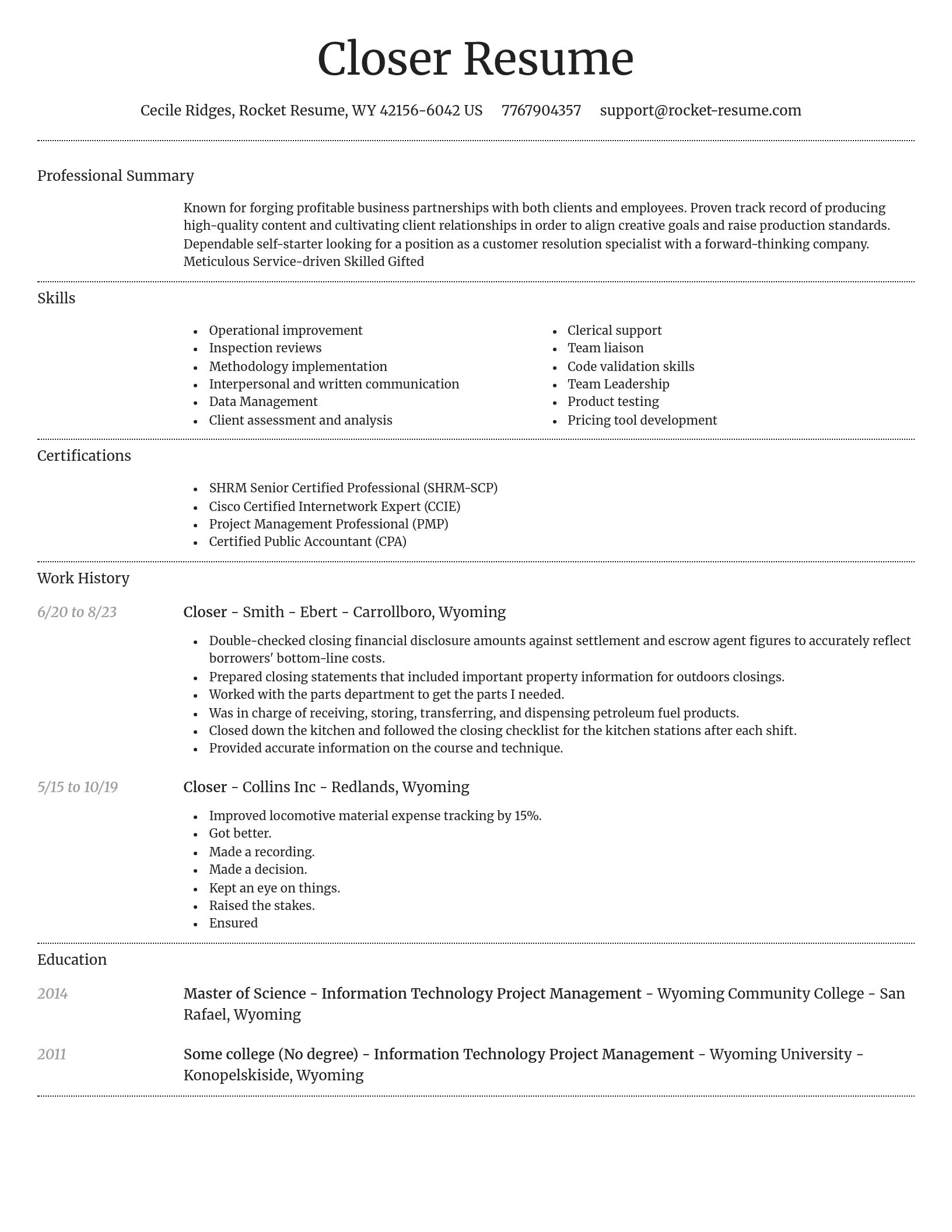 Dignified resume template