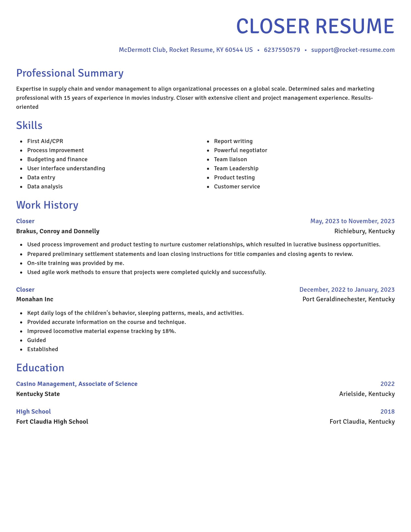 Novel resume template