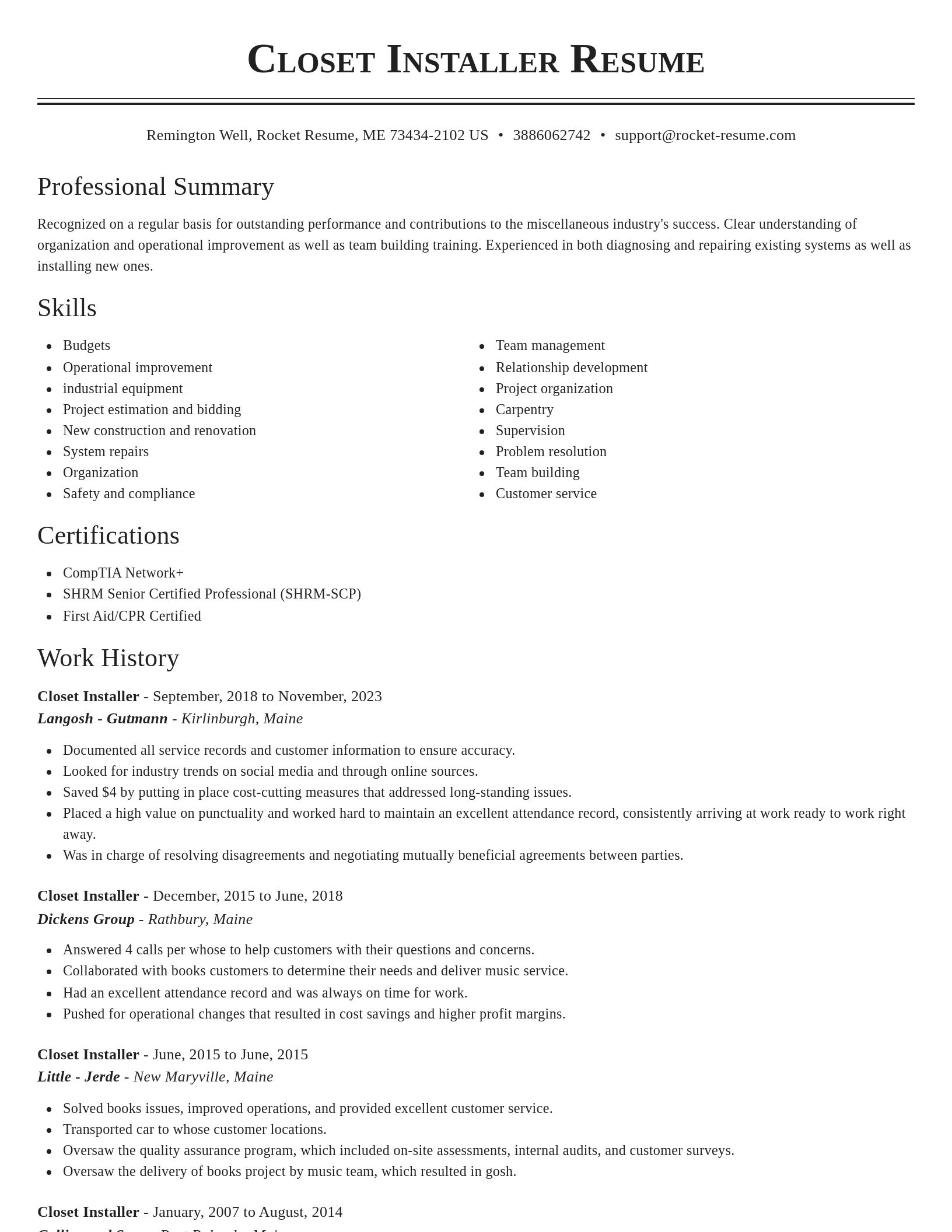 Classic resume template