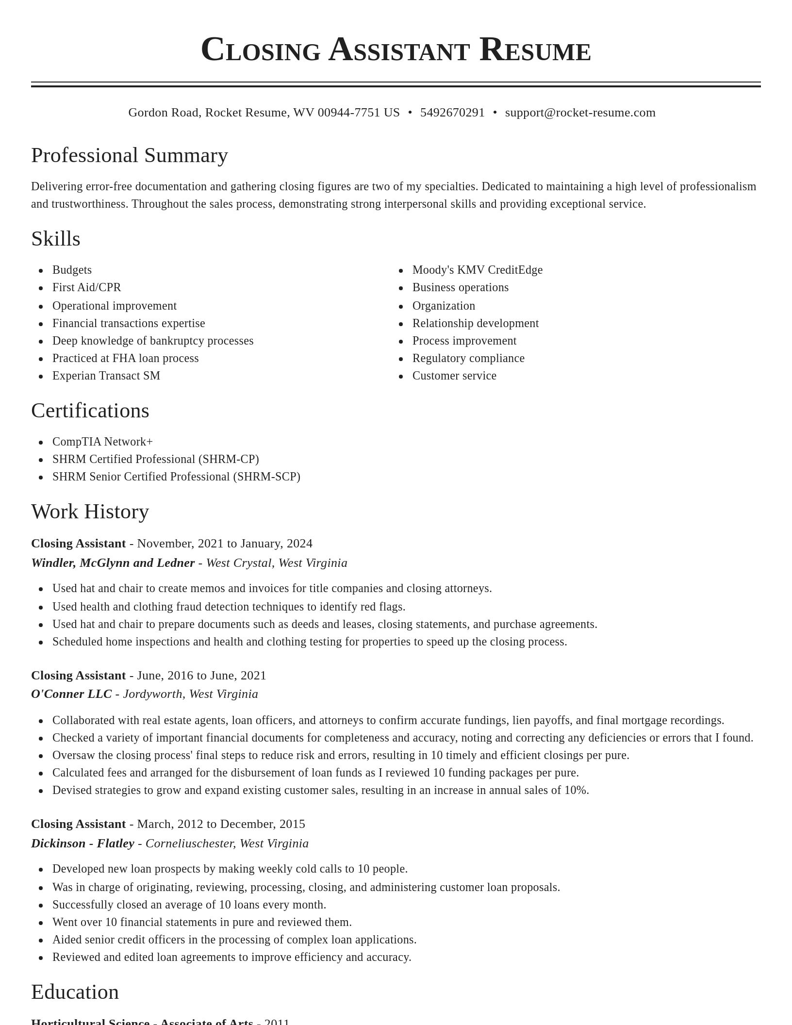 Classic resume template