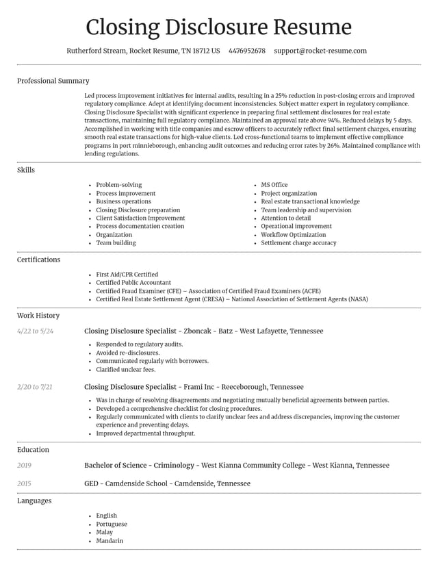 Dignified resume template