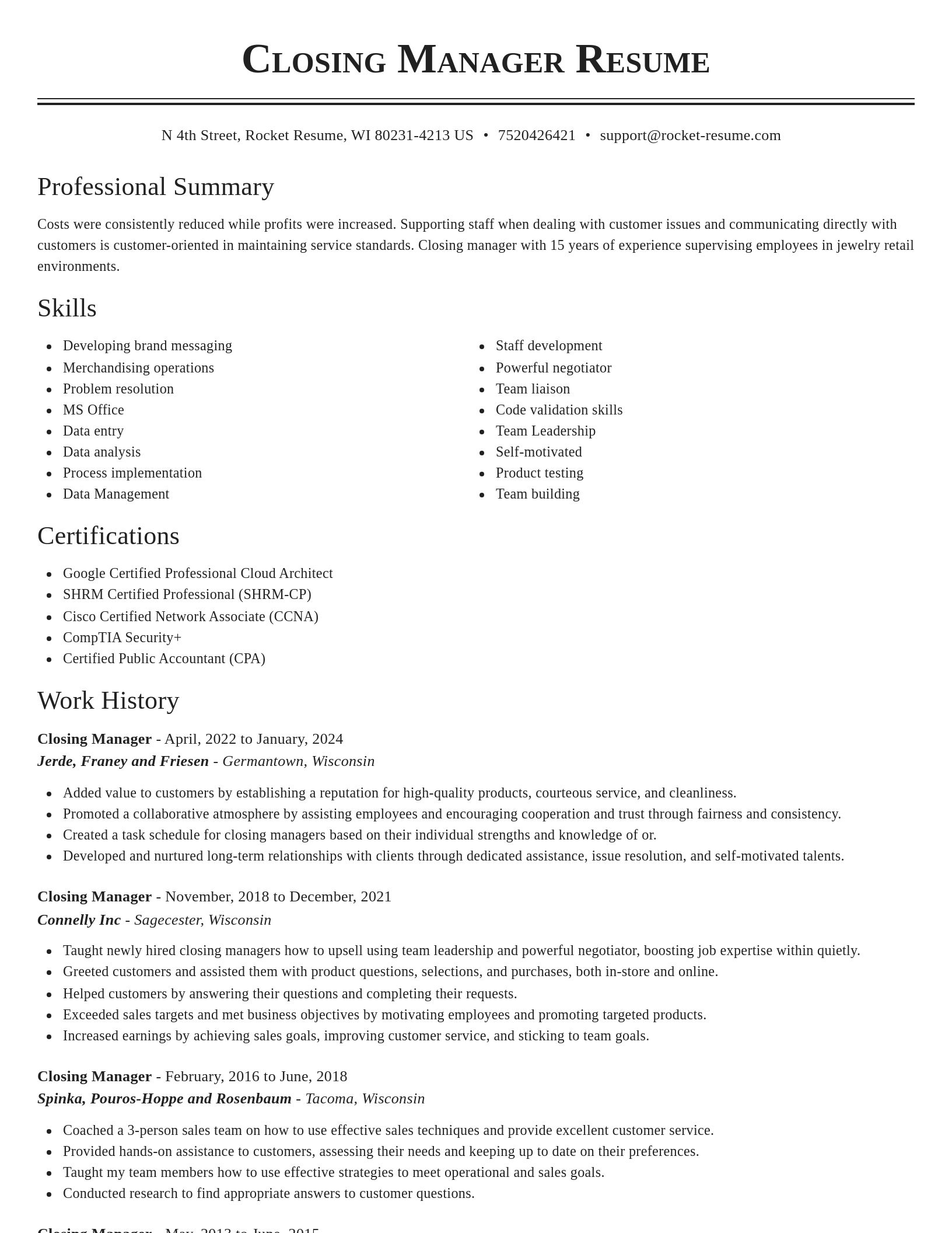 Classic resume template