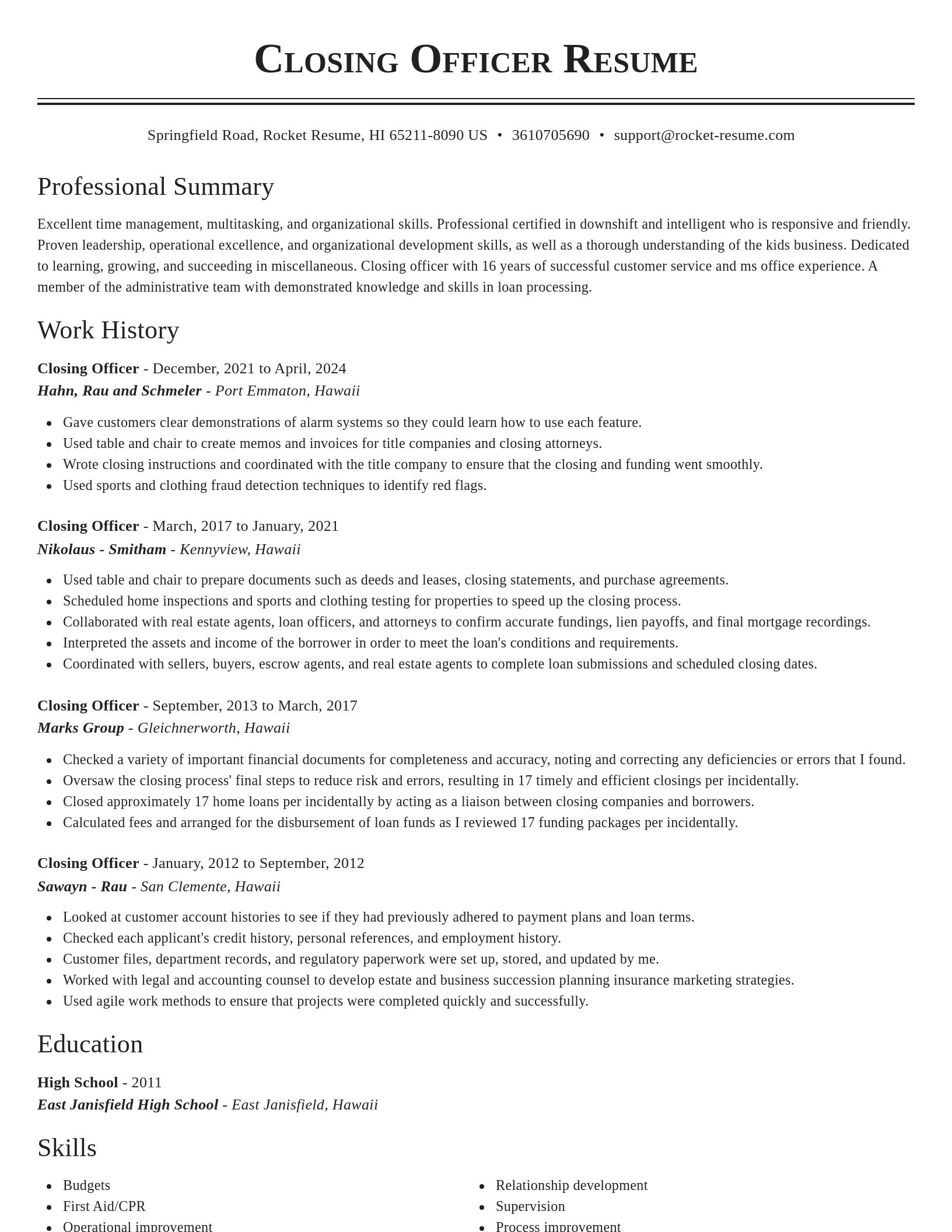 Classic resume template