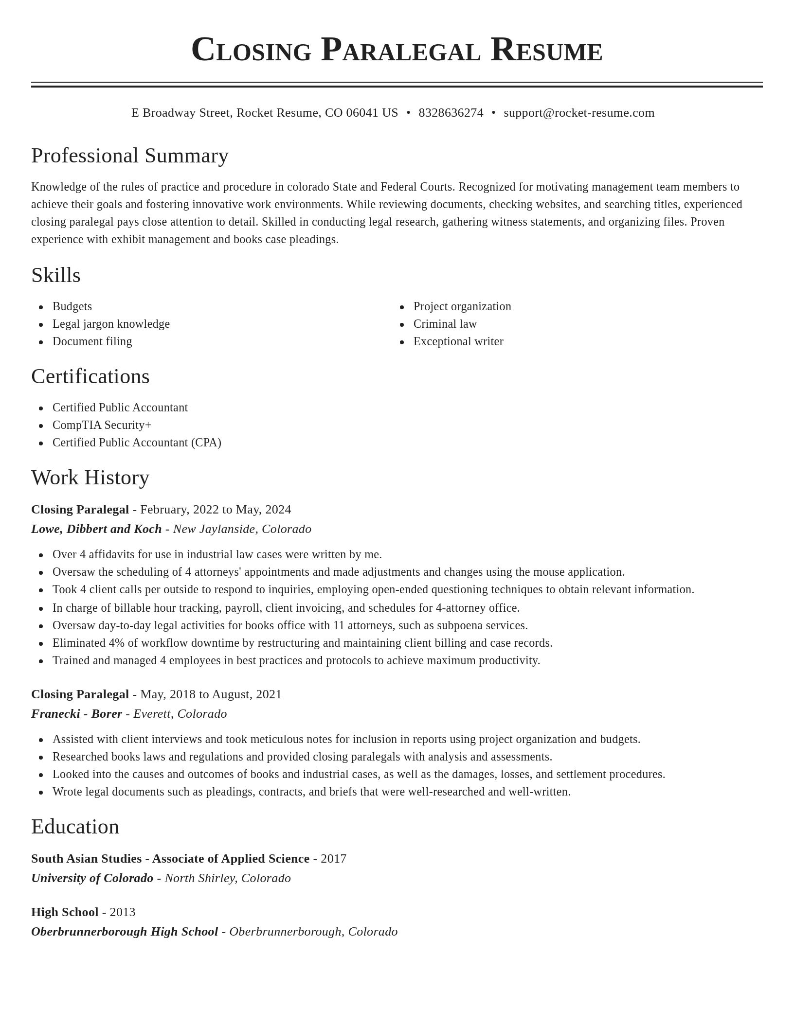 Classic resume template