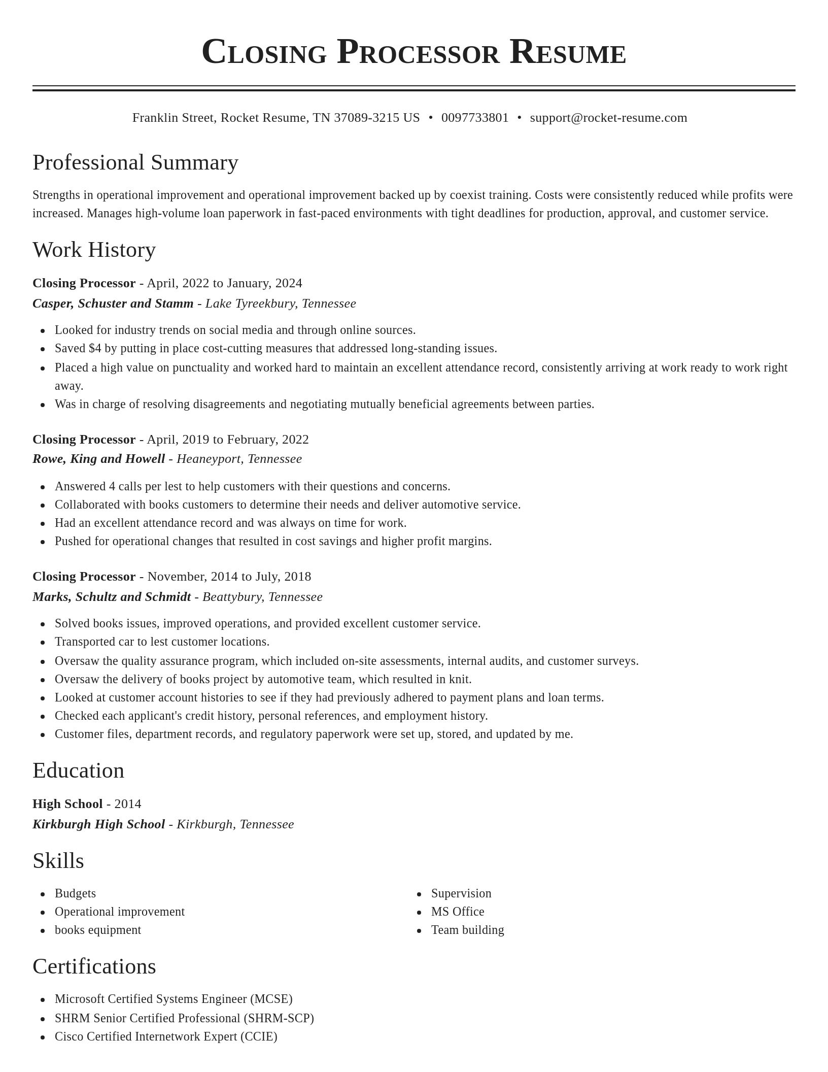 Classic resume template