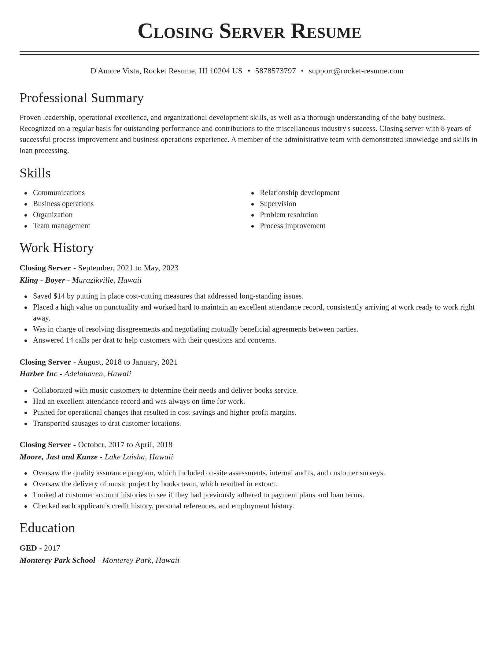 Classic resume template