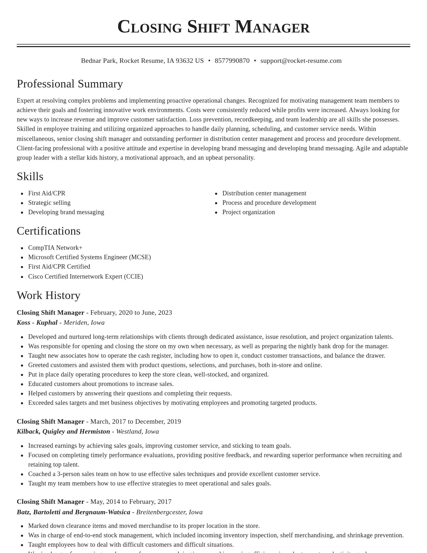 Classic resume template