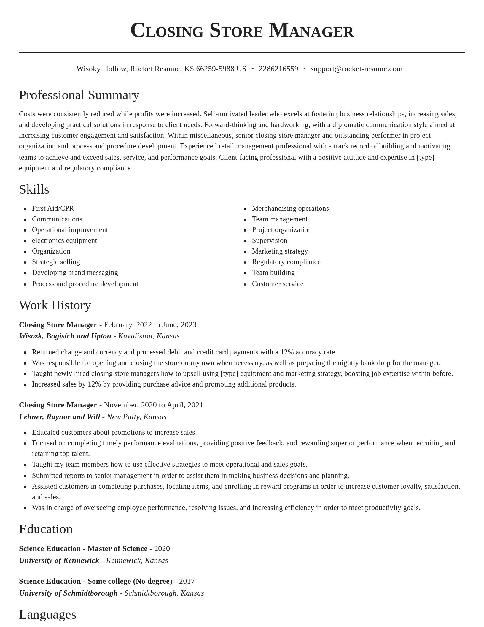 Classic resume template