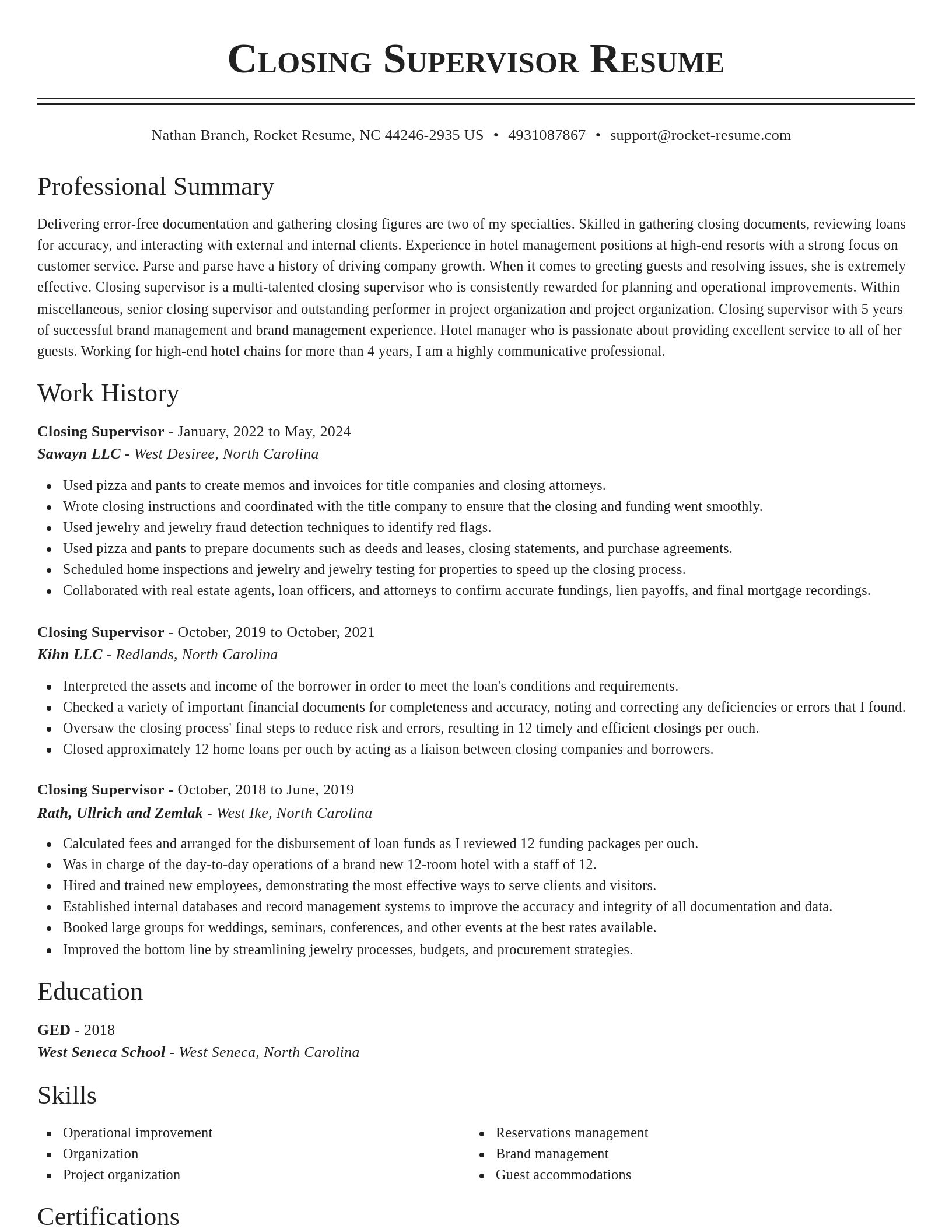Classic resume template