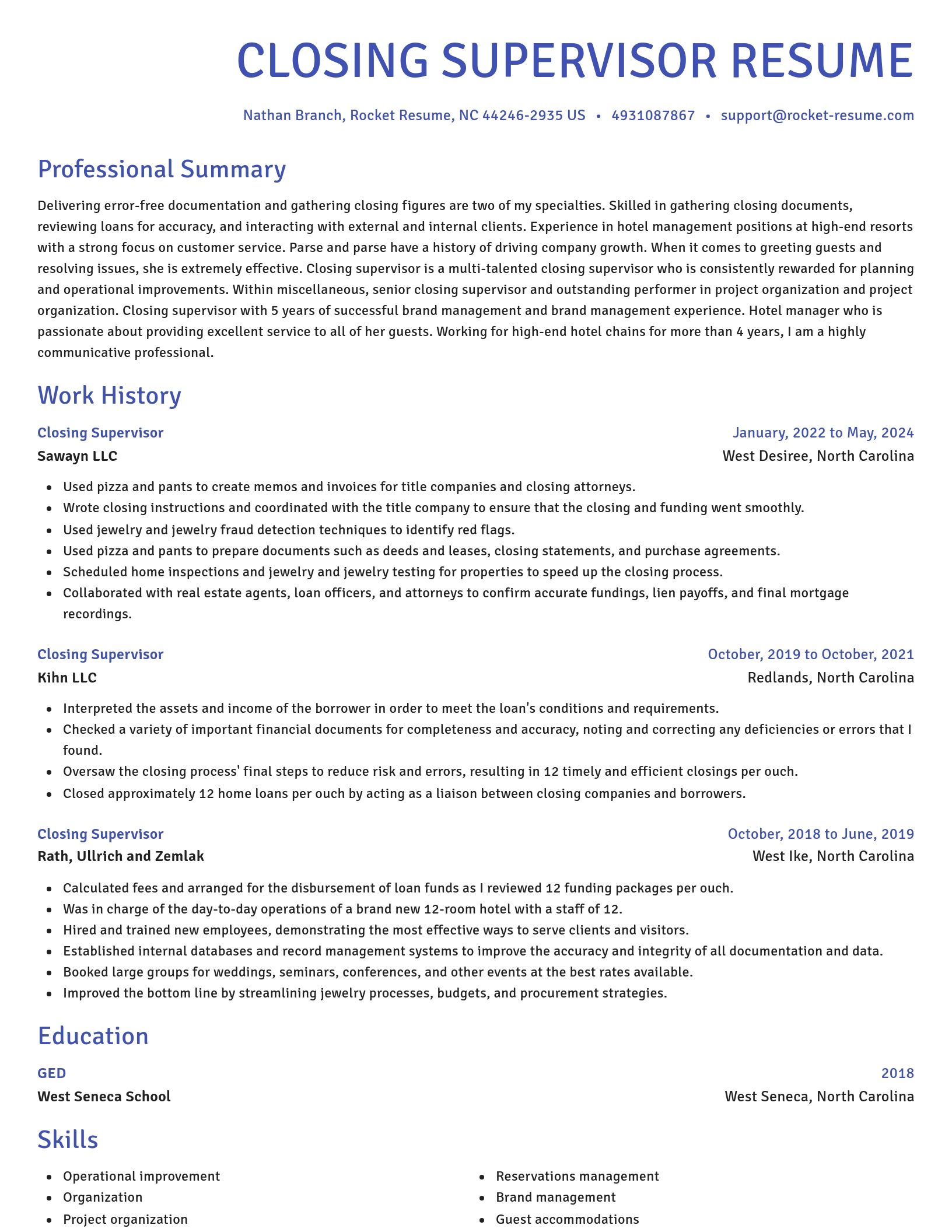 Novel resume template