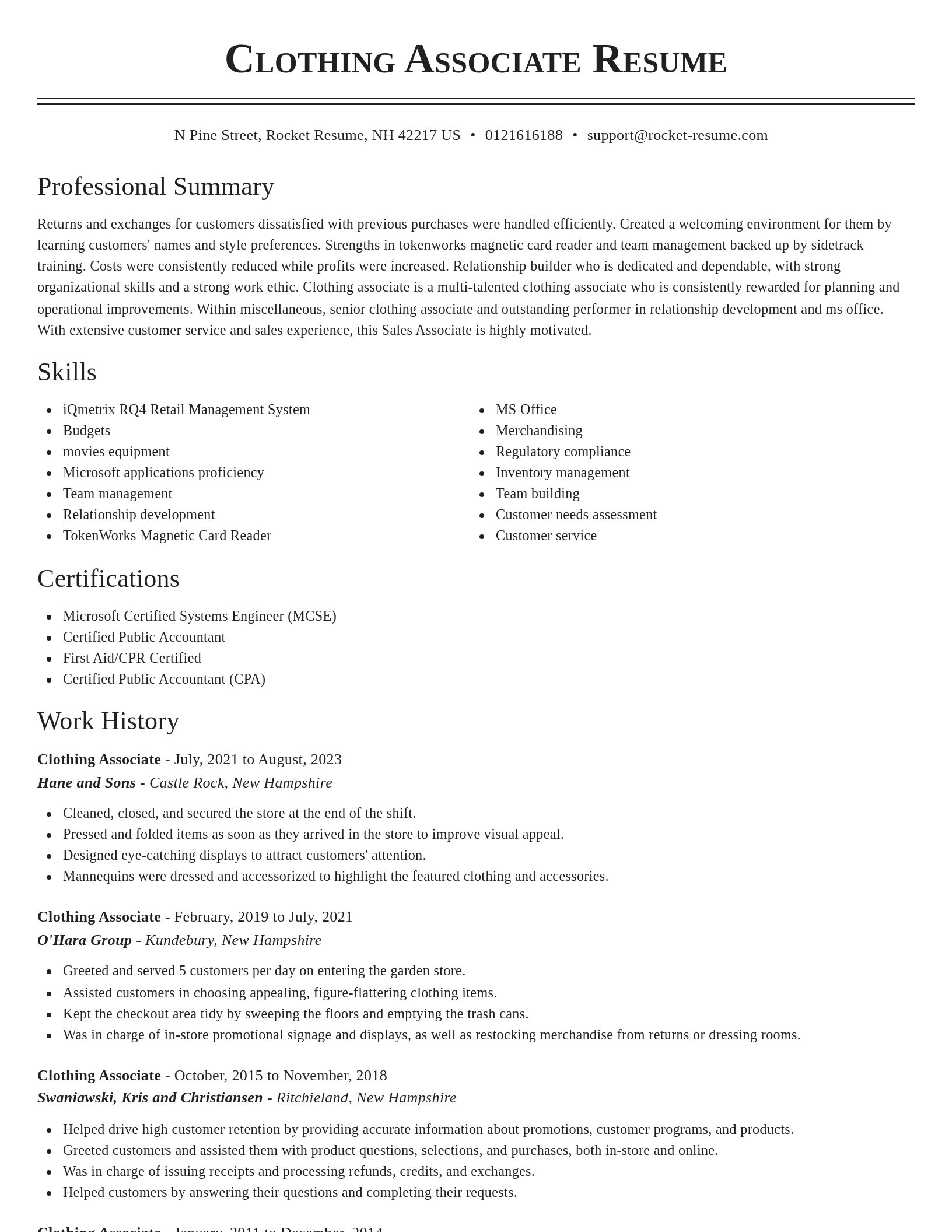 Classic resume template