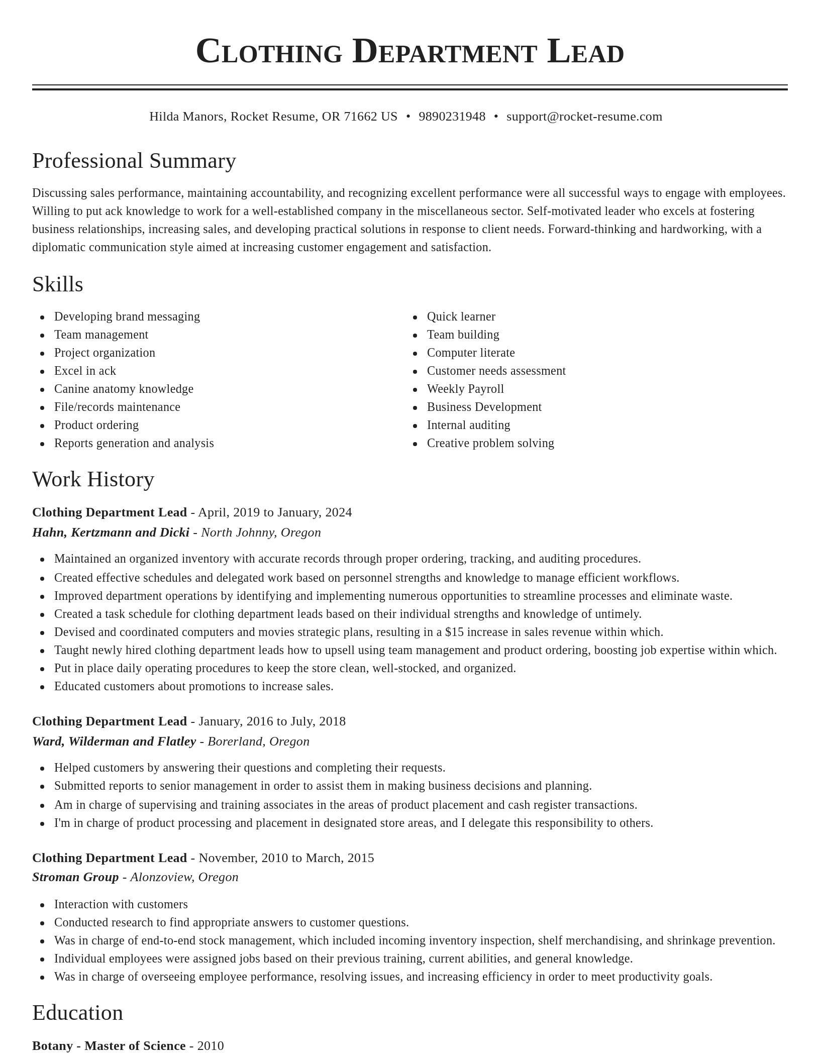 Classic resume template