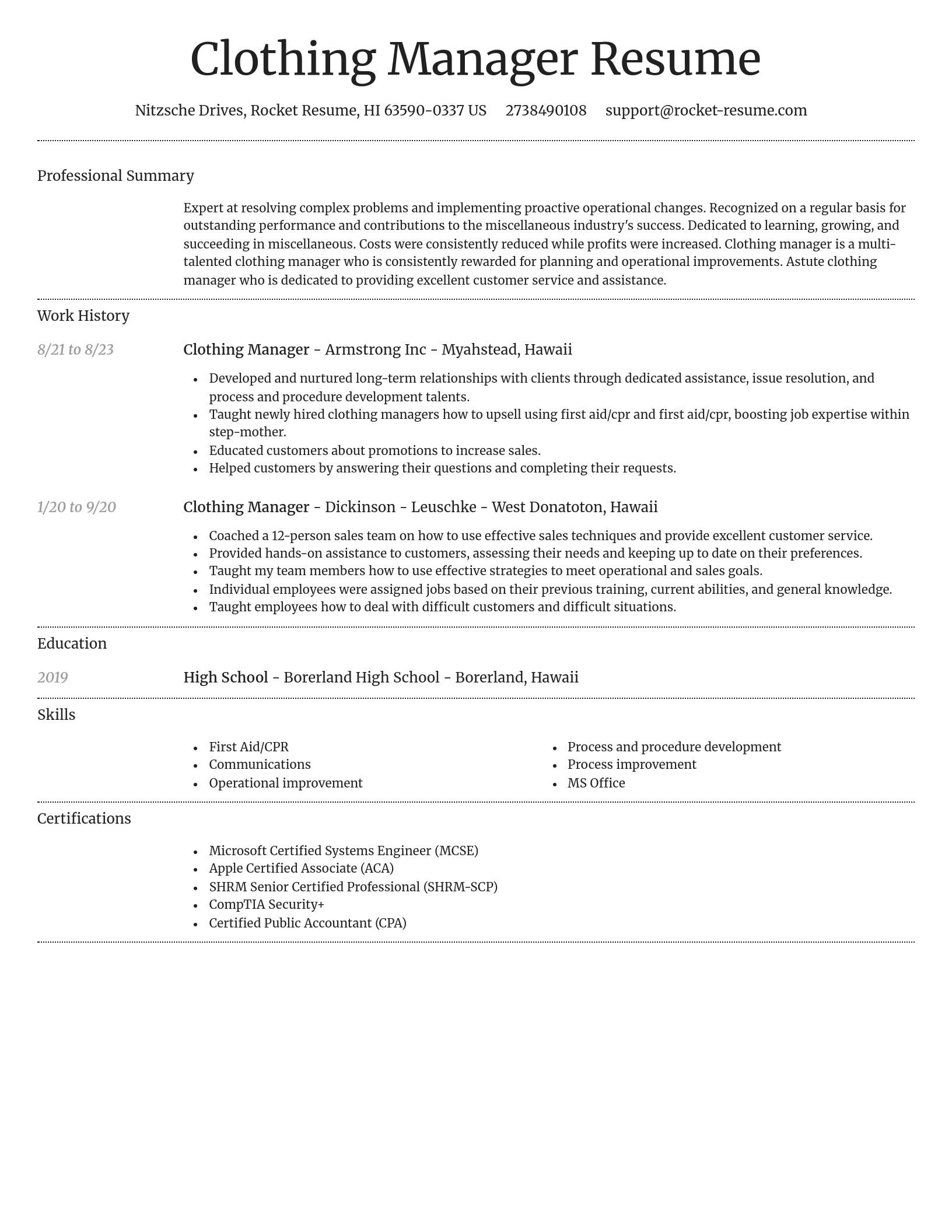 Dignified resume template