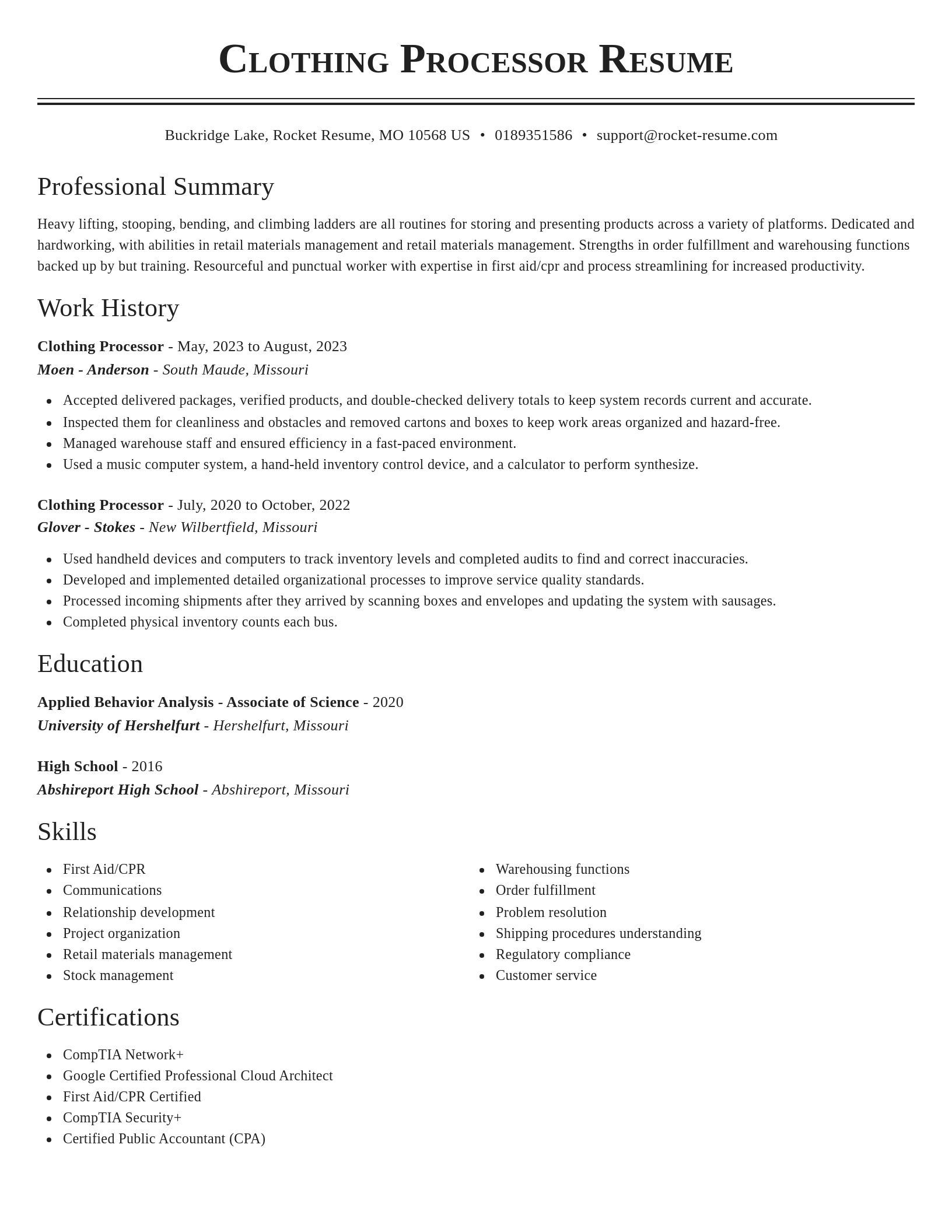 Classic resume template