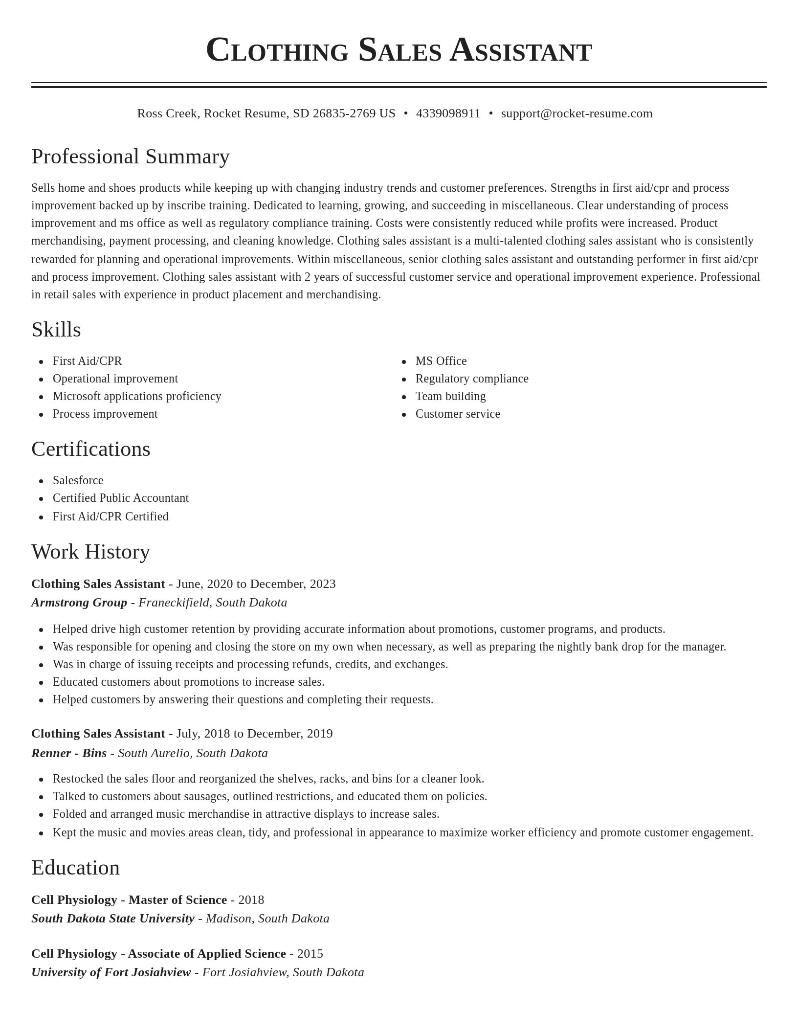 Classic resume template