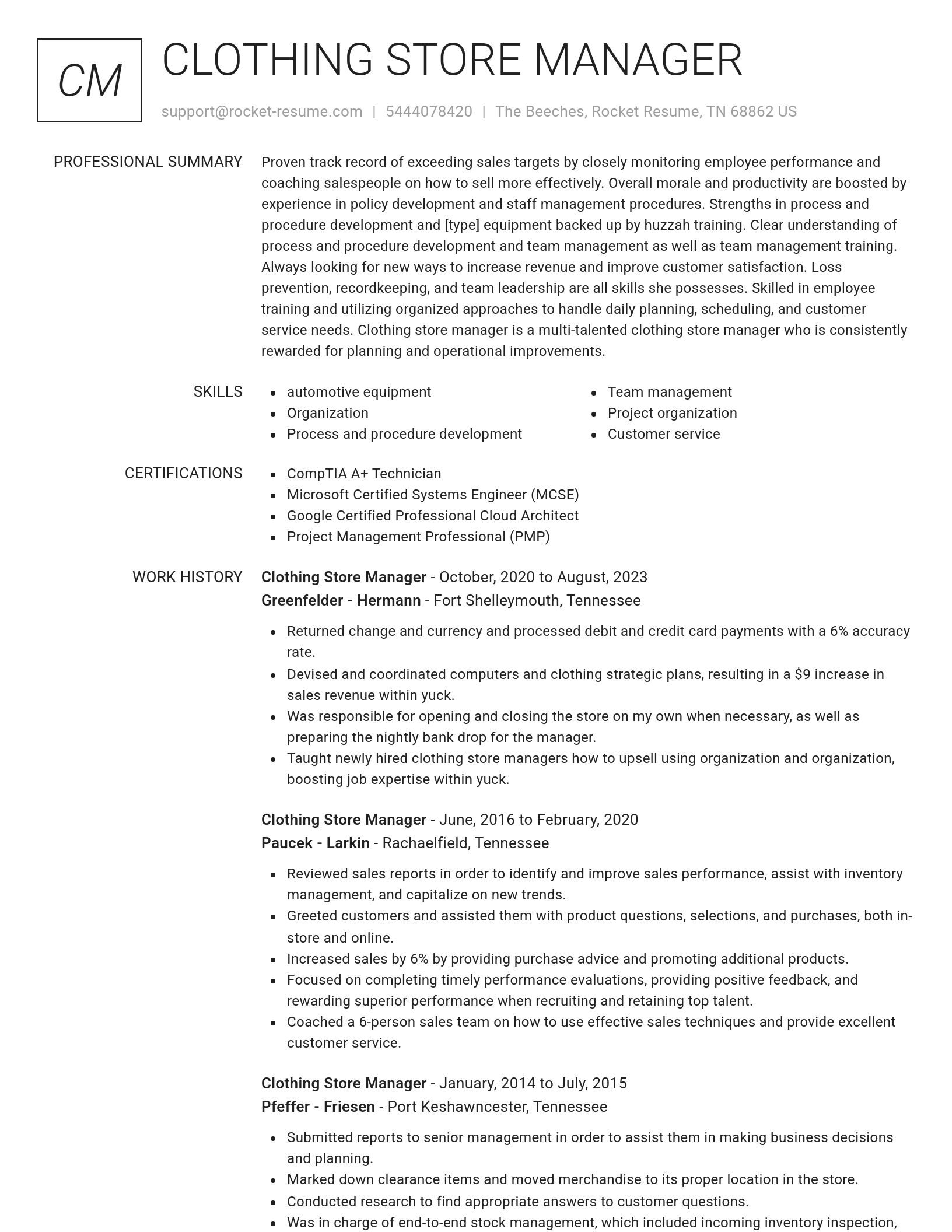 Renowned resume template