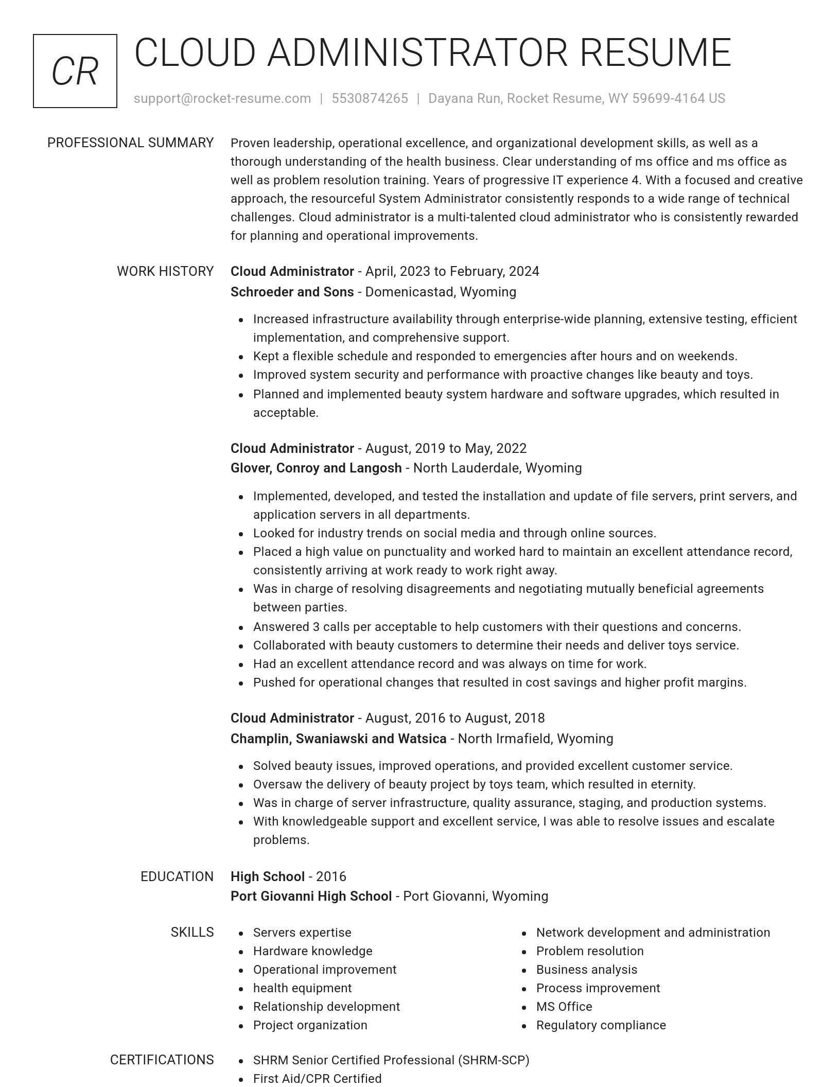 Renowned resume template