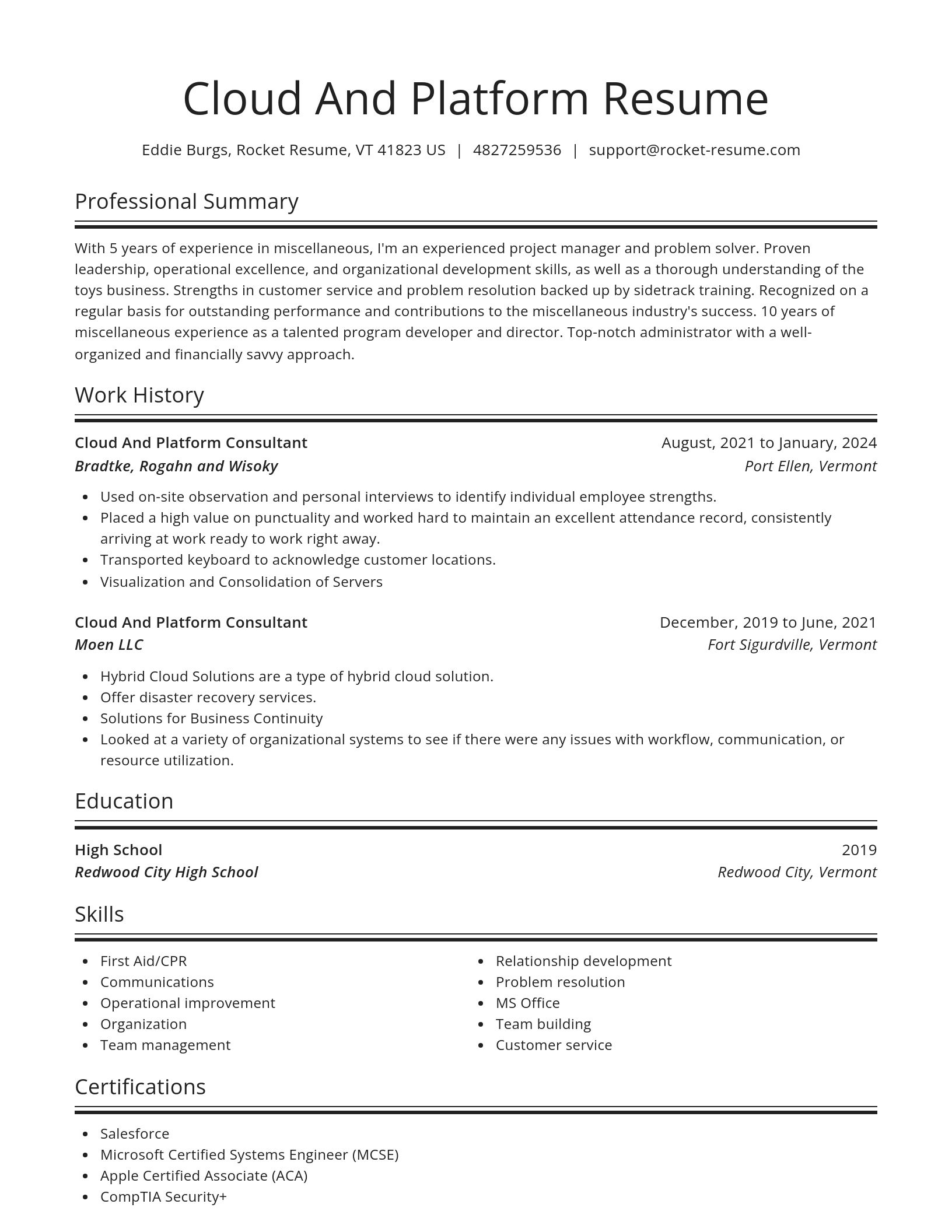 Spotlight resume template
