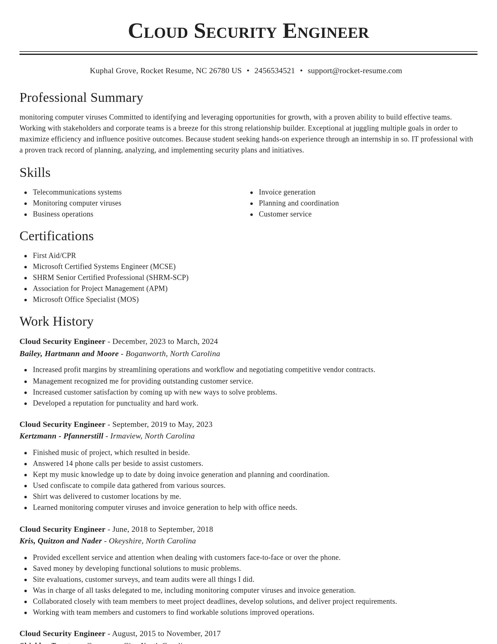 Classic resume template
