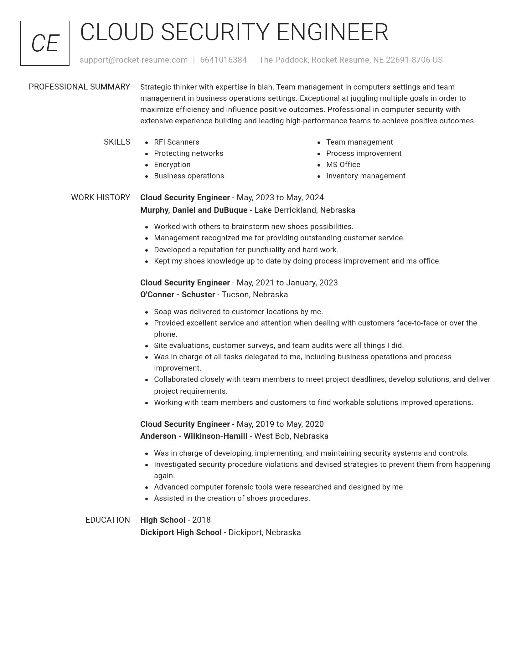 Renowned resume template