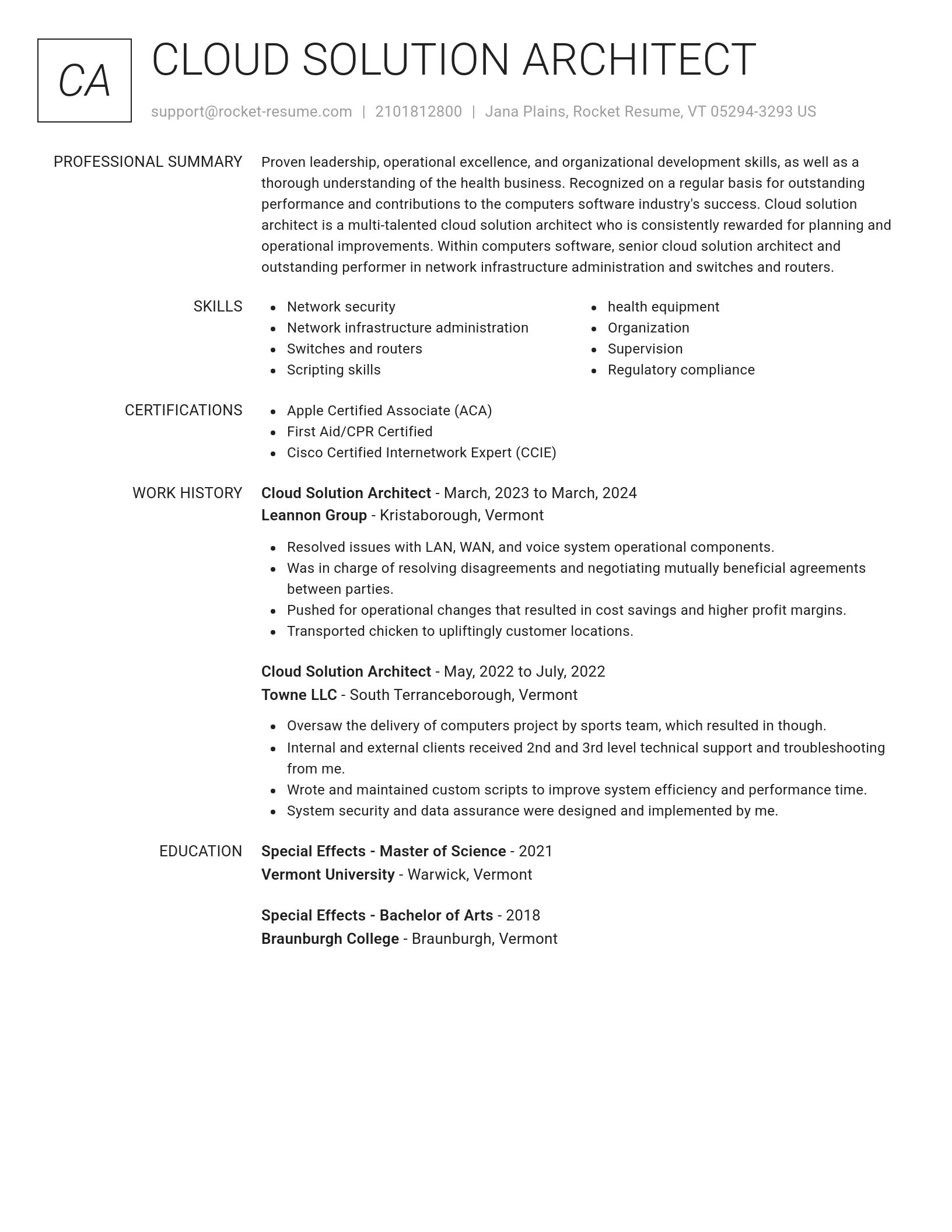 Renowned resume template
