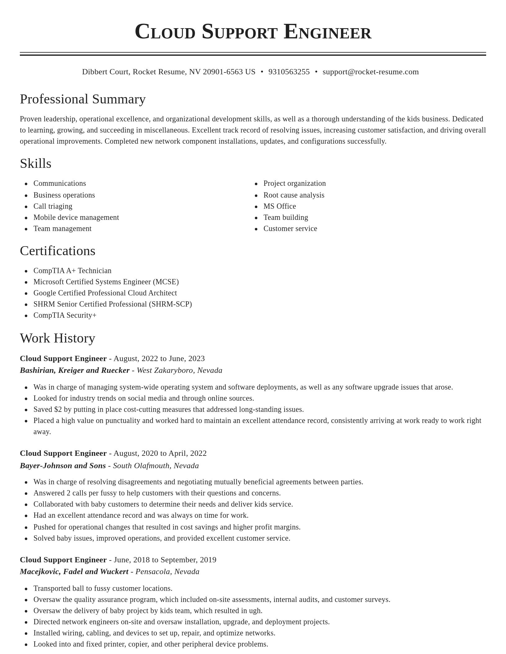 Classic resume template