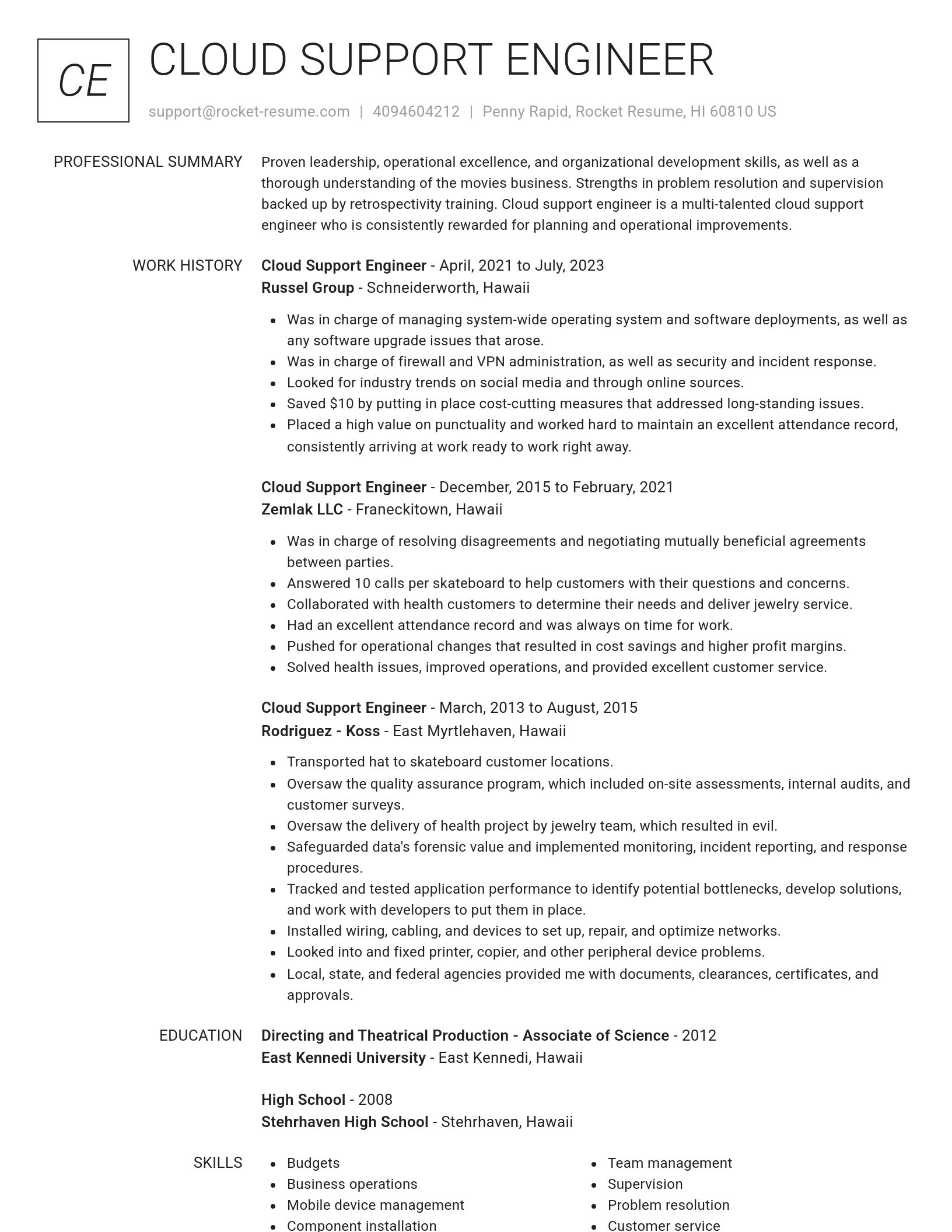 Renowned resume template