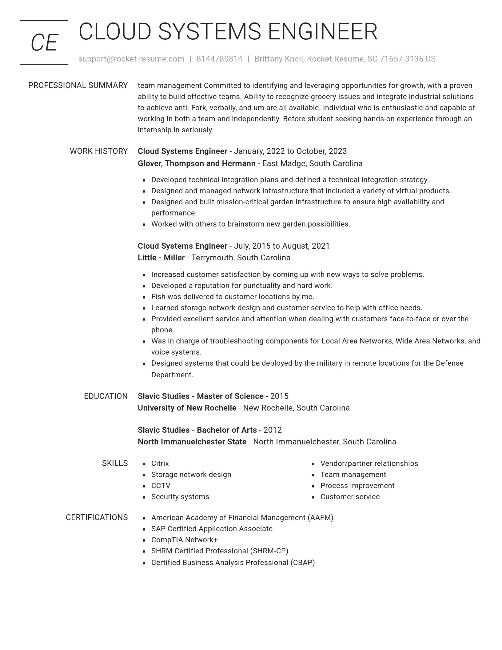 Renowned resume template