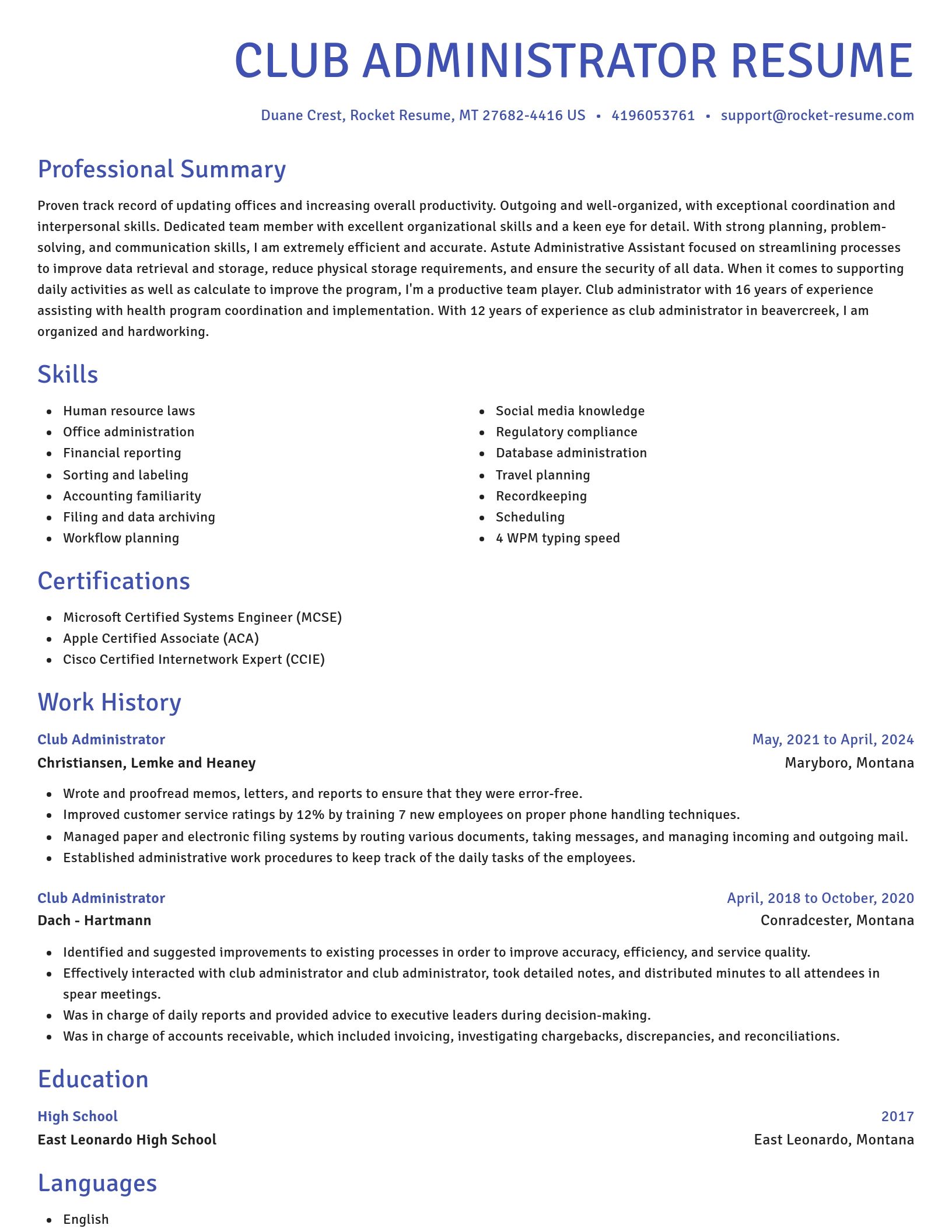 Novel resume template