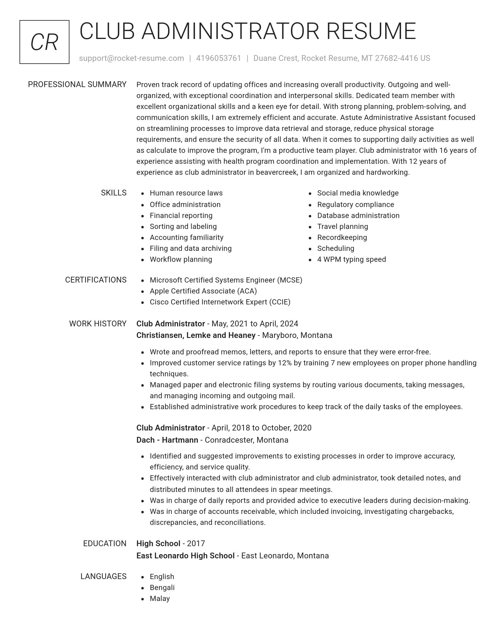 Renowned resume template