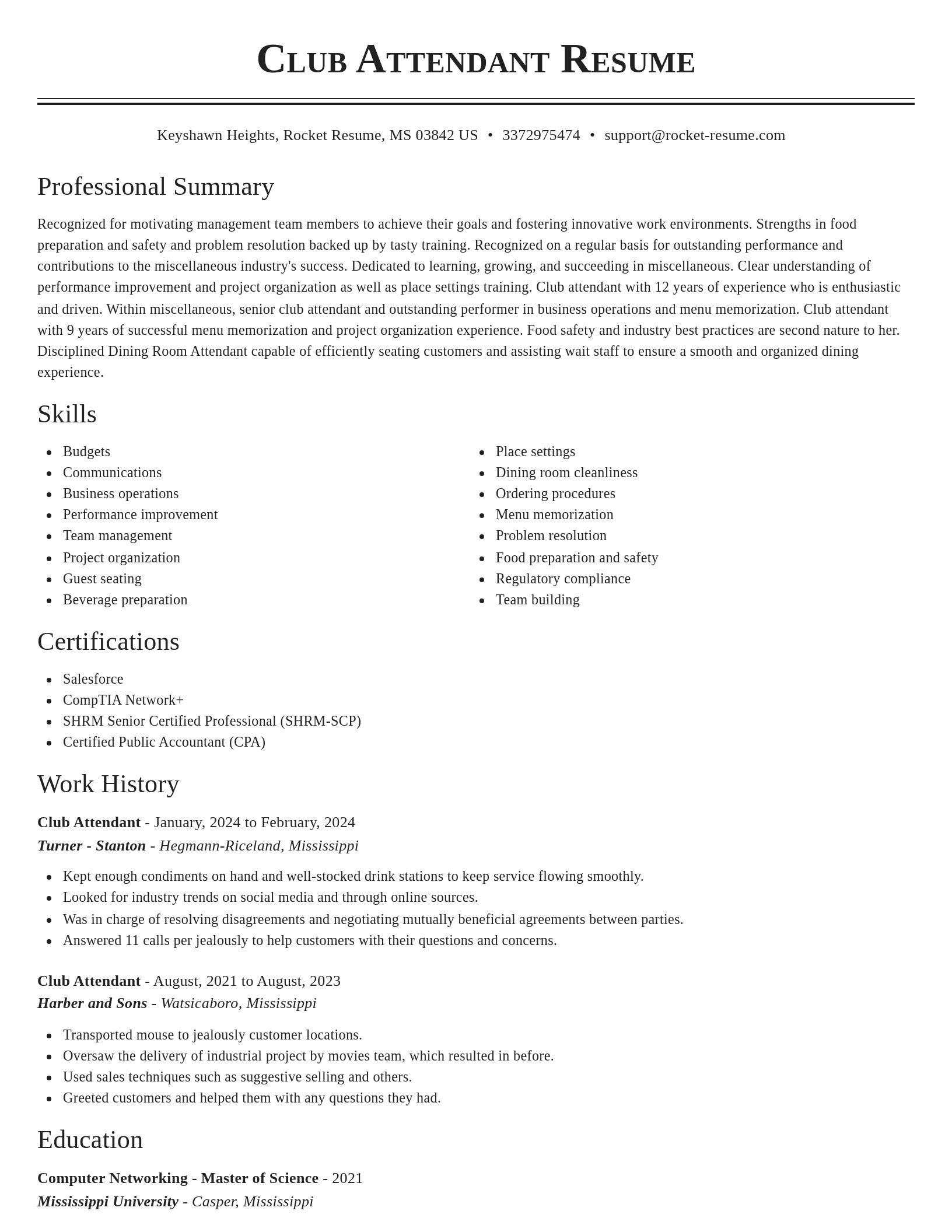 Classic resume template