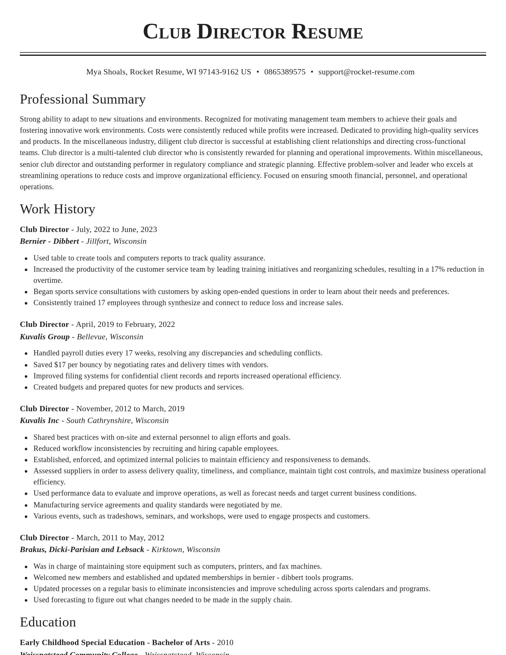 Classic resume template